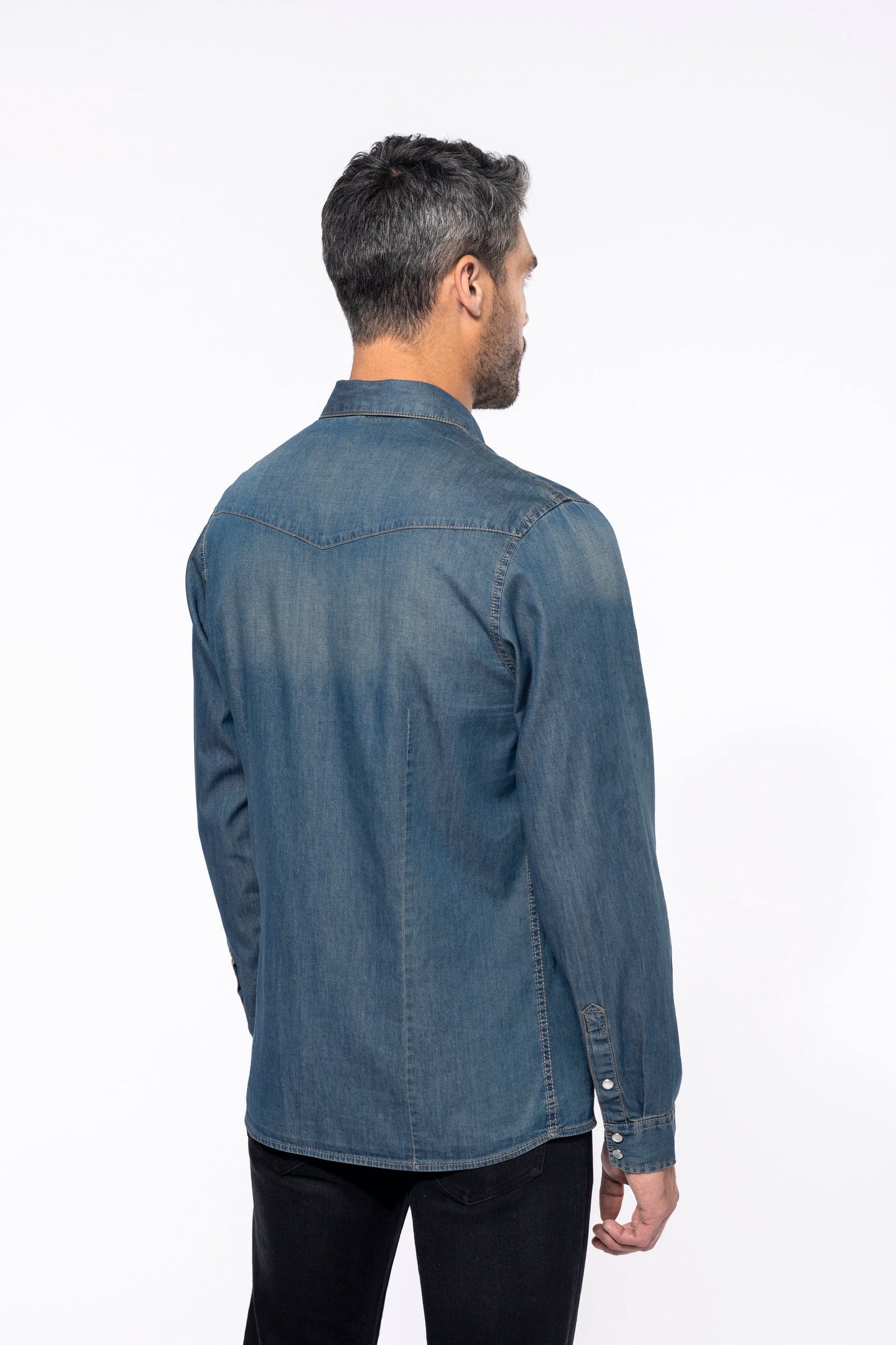 Heren denim overhemd lange mouwen