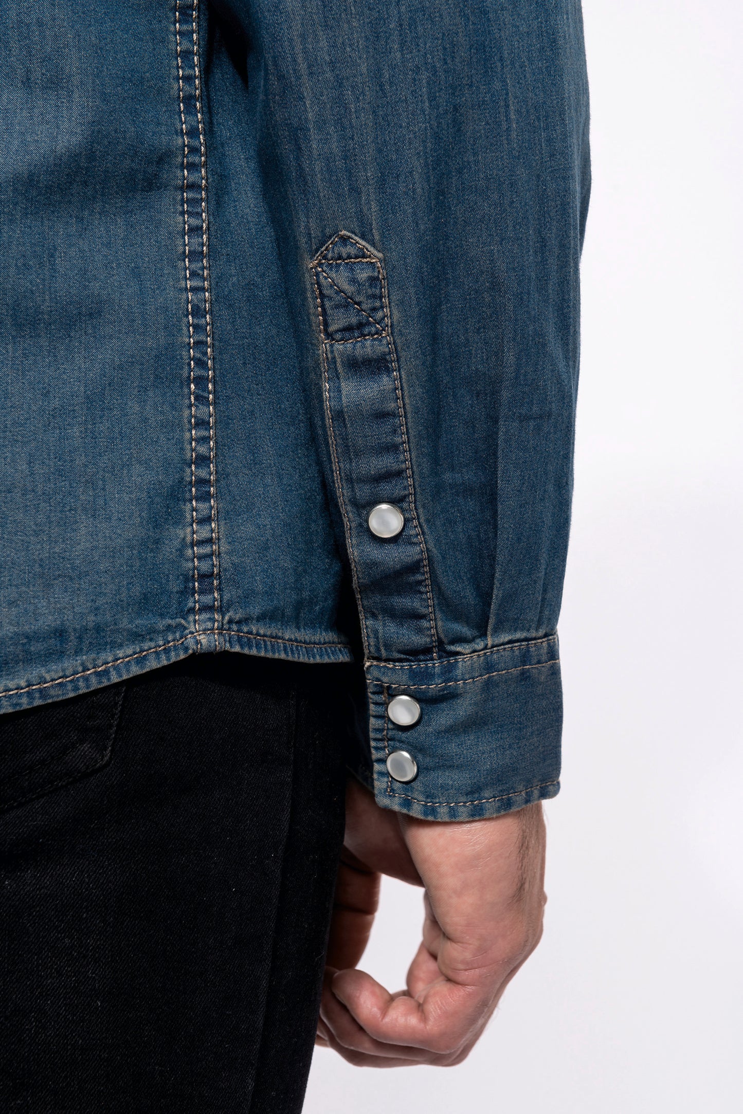 Heren denim overhemd lange mouwen