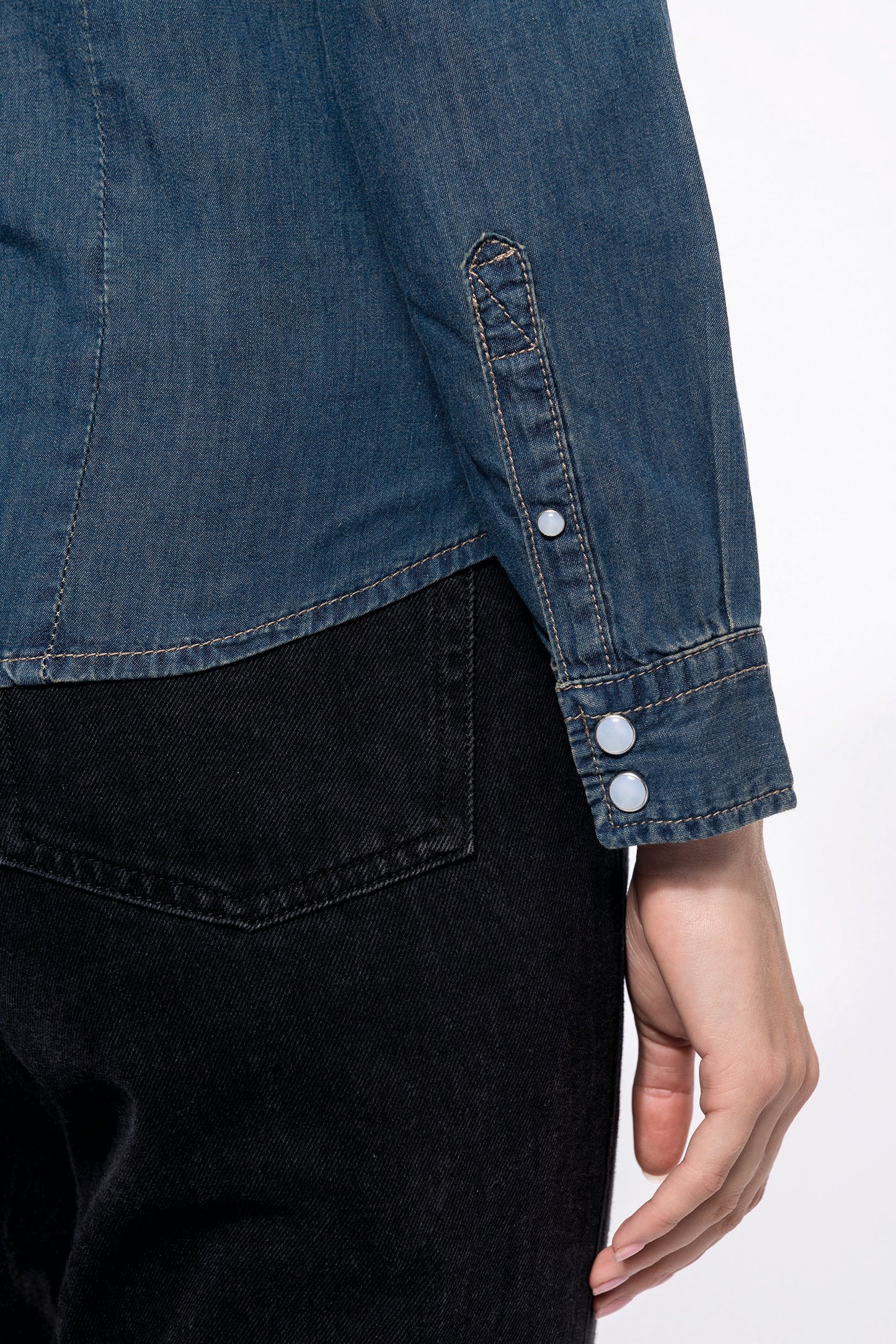 Dames denim blouse lange mouwen