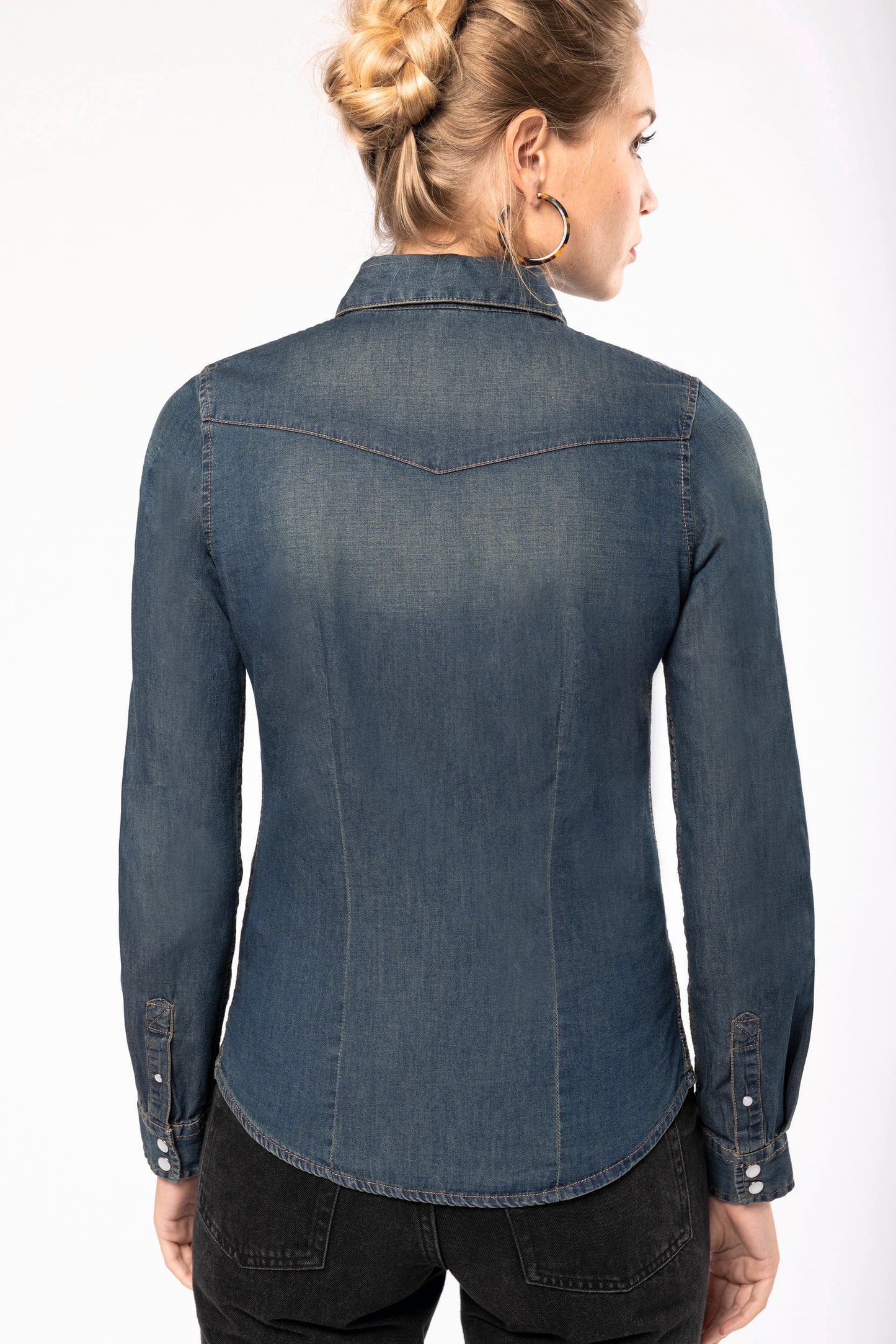 Dames denim blouse lange mouwen