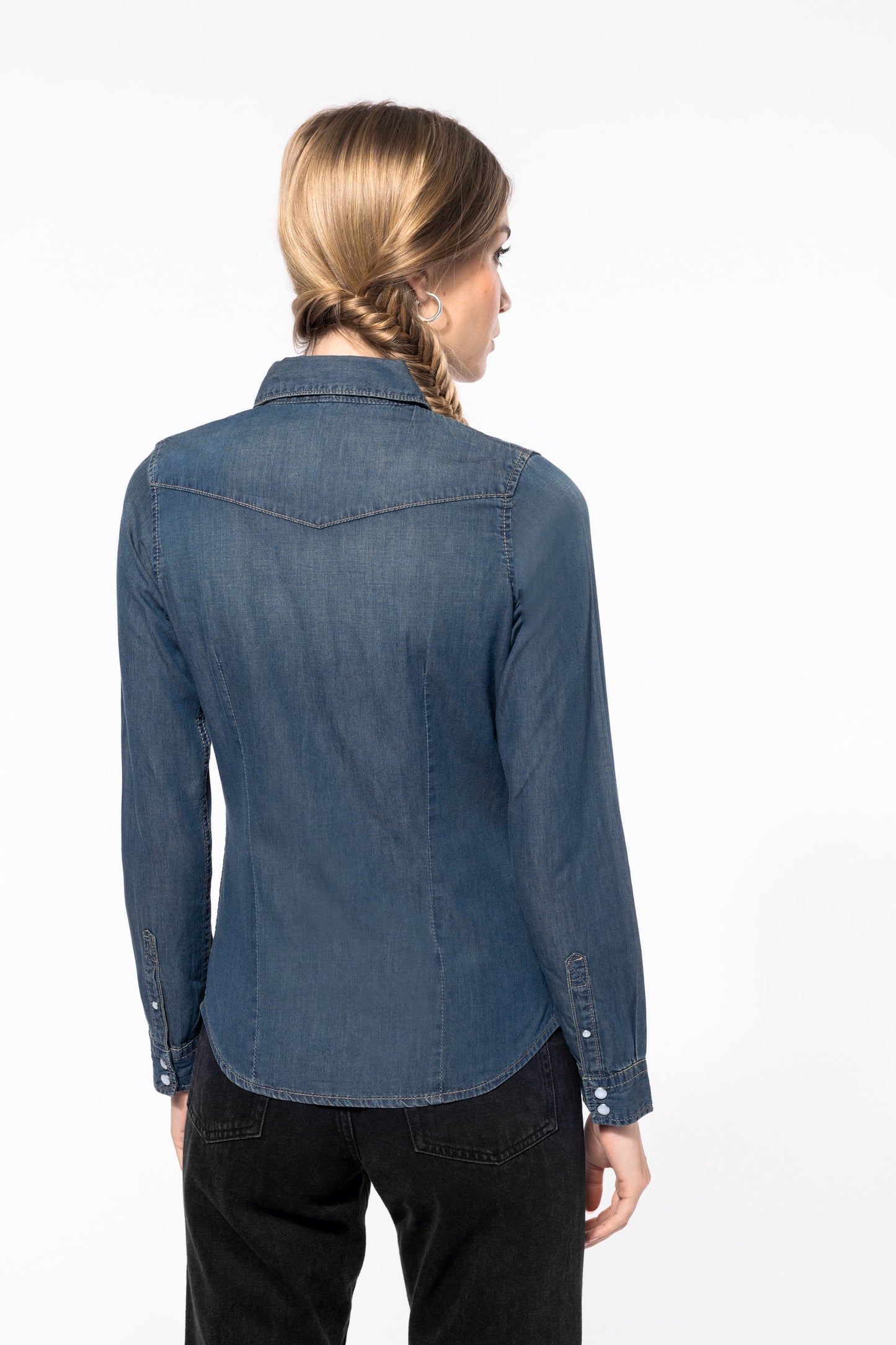 Dames denim blouse lange mouwen
