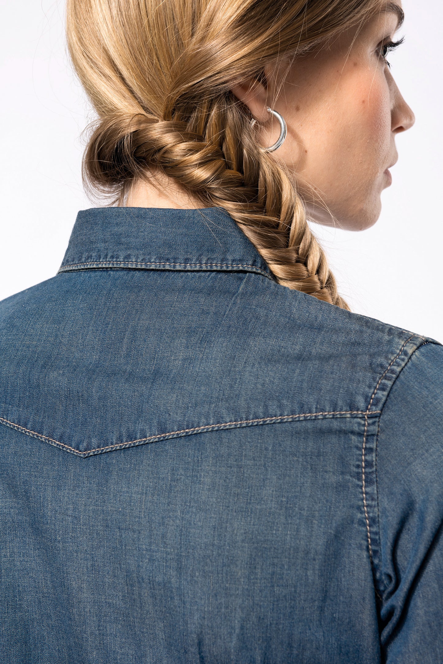 Dames denim blouse lange mouwen