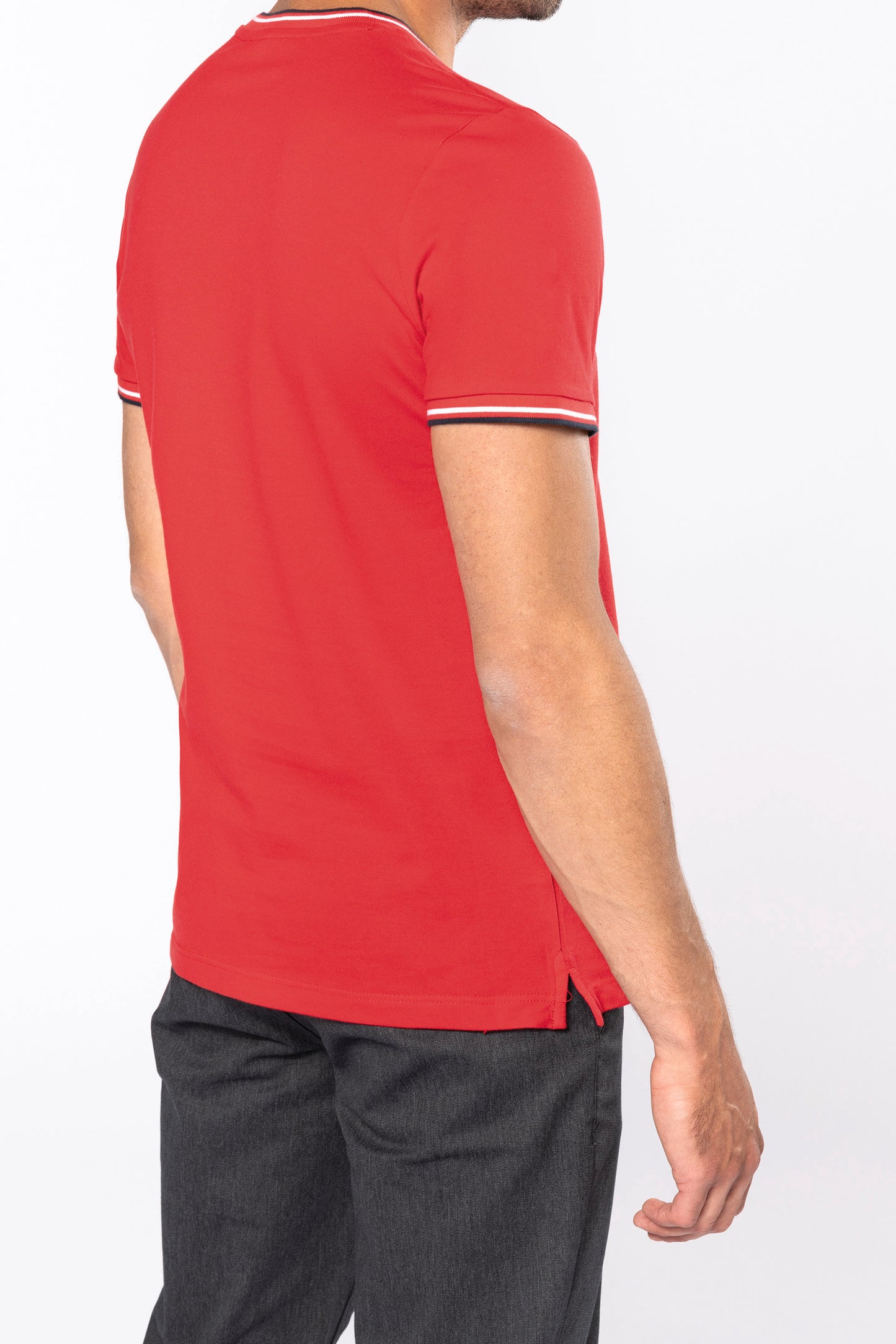 Heren-t-shirt piqué V-hals