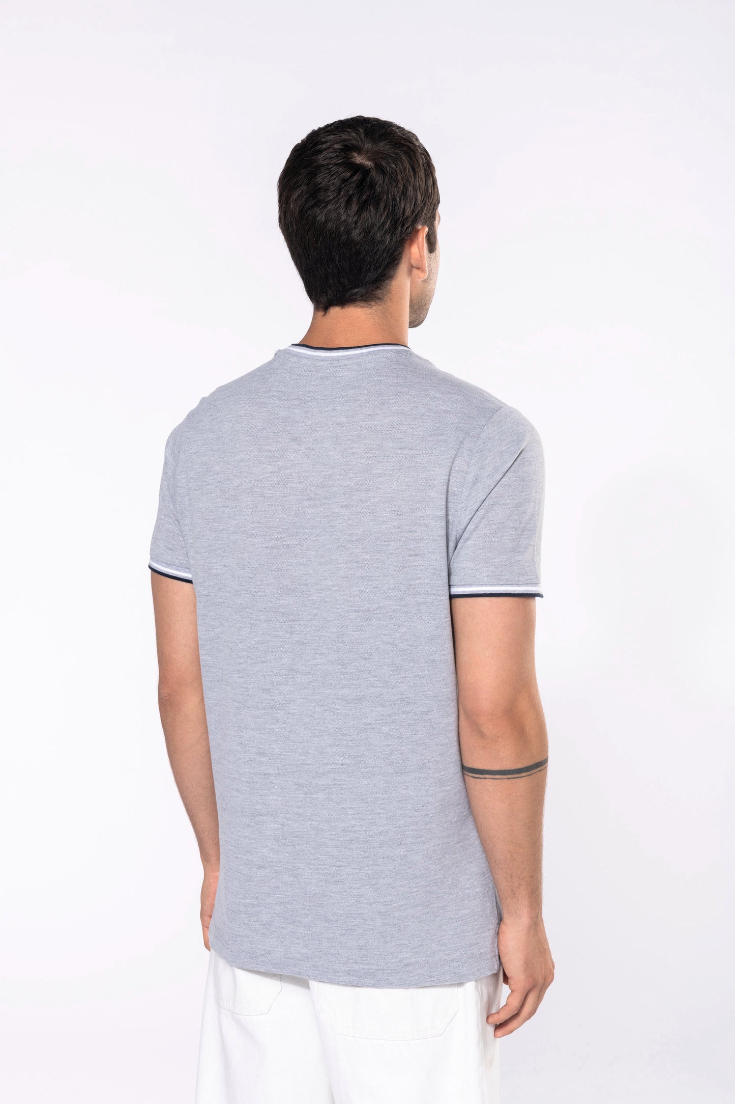 Heren-t-shirt piqué V-hals