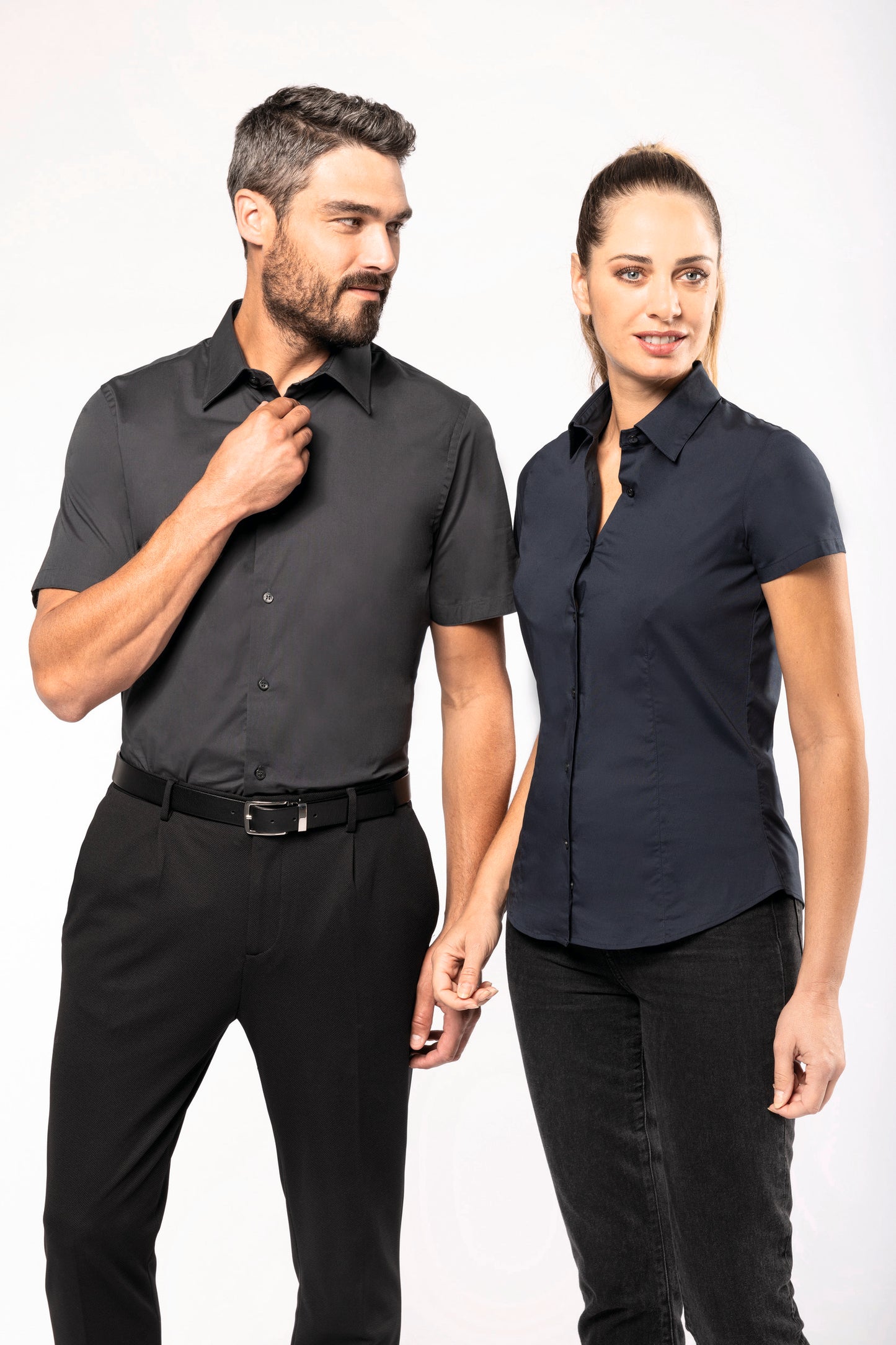 Dames stretch blouse korte mouwen