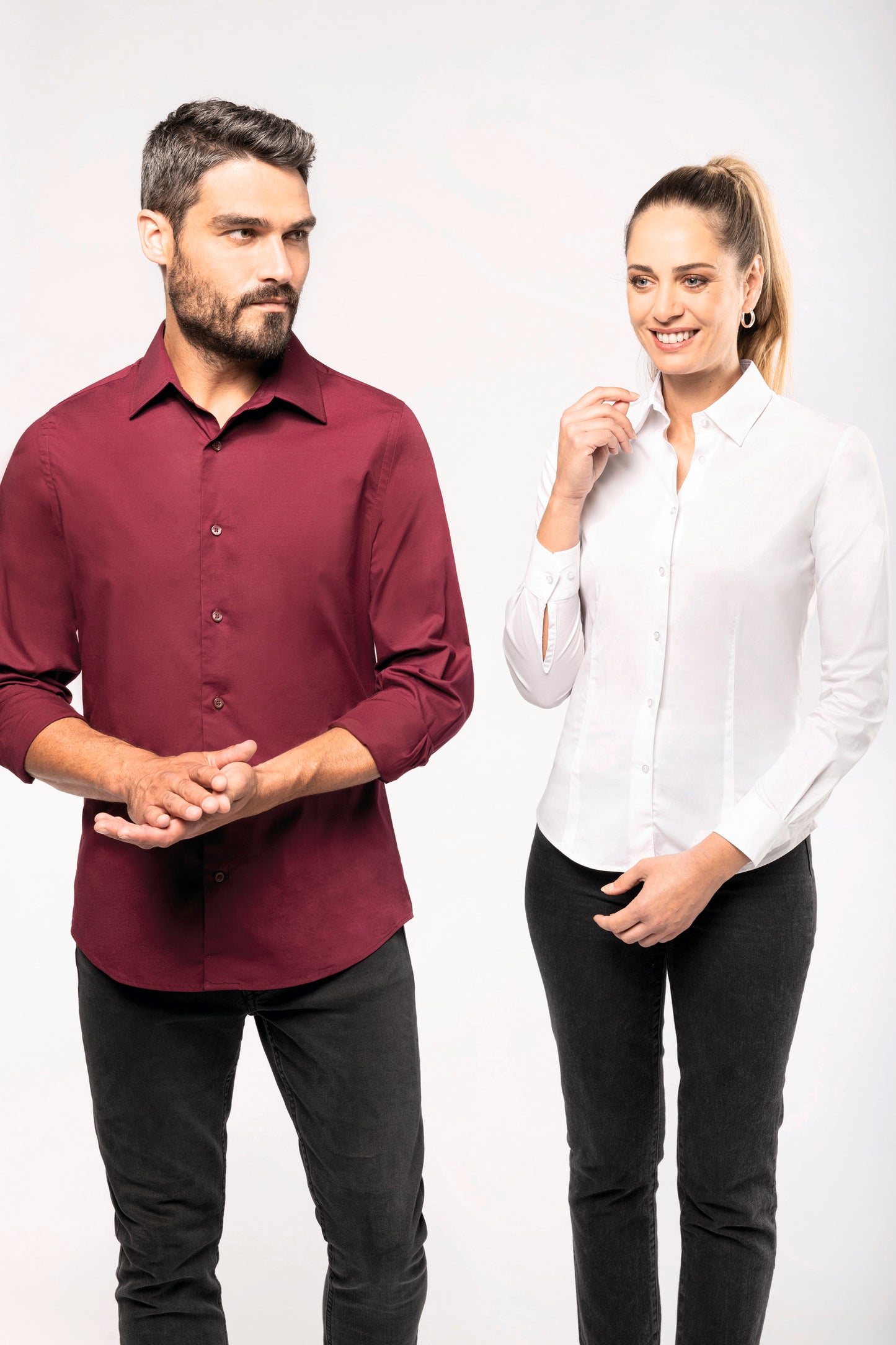 Dames stretch blouse lange mouwen