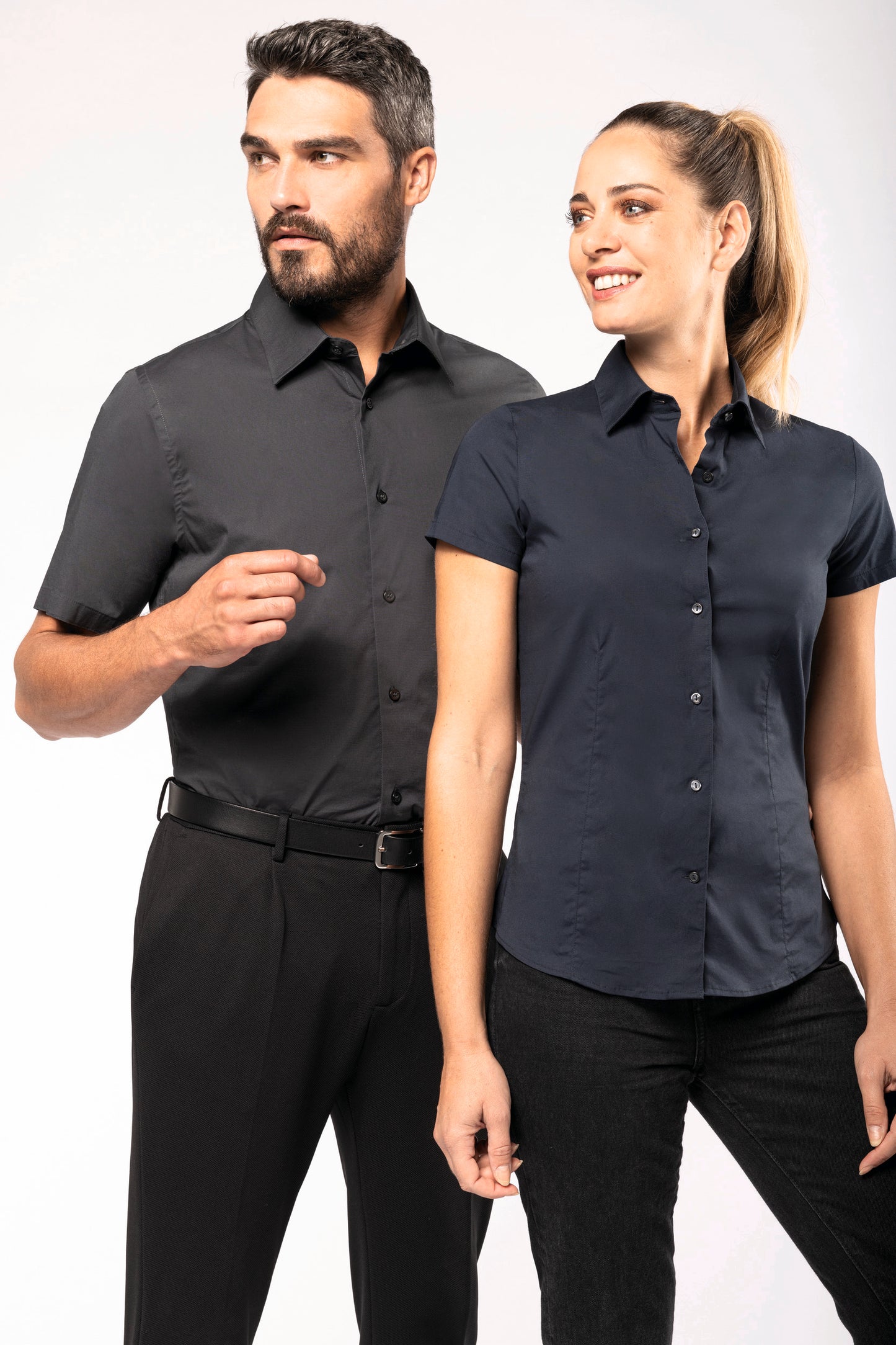 Dames stretch blouse korte mouwen