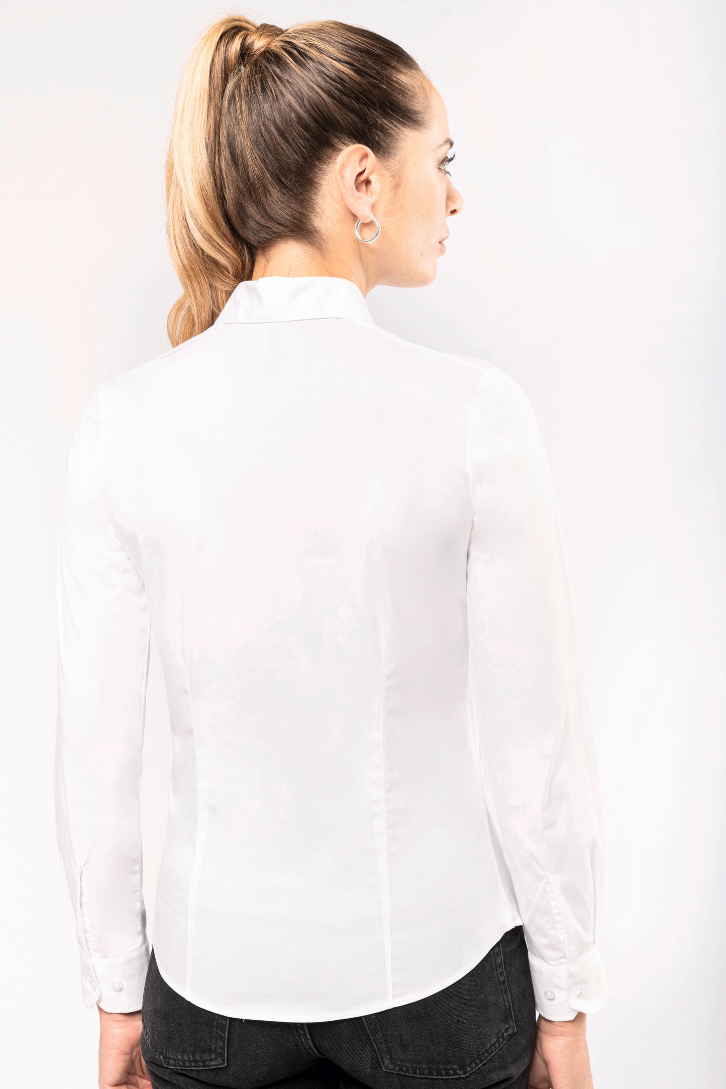 Dames stretch blouse lange mouwen