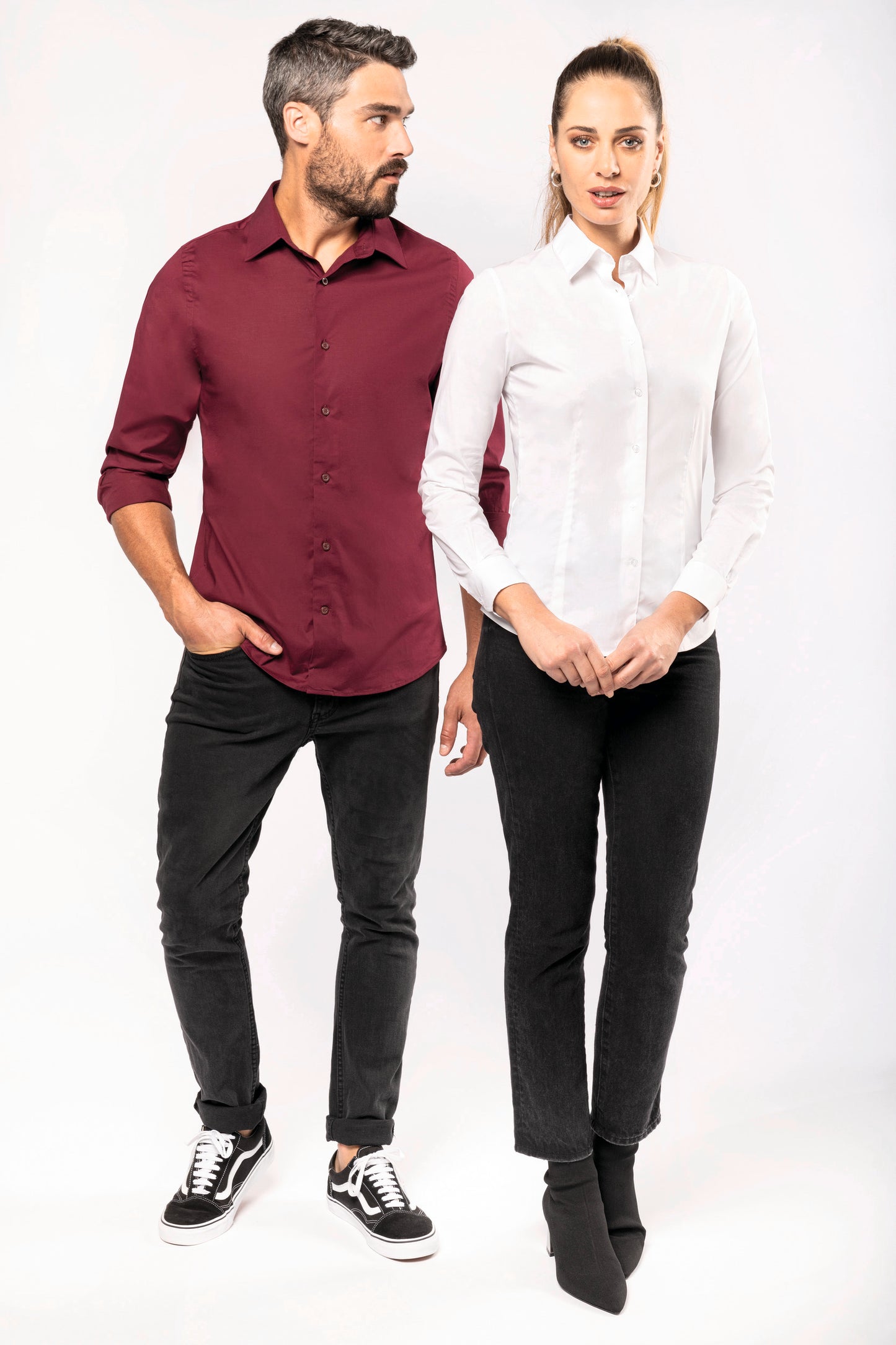 Dames stretch blouse lange mouwen