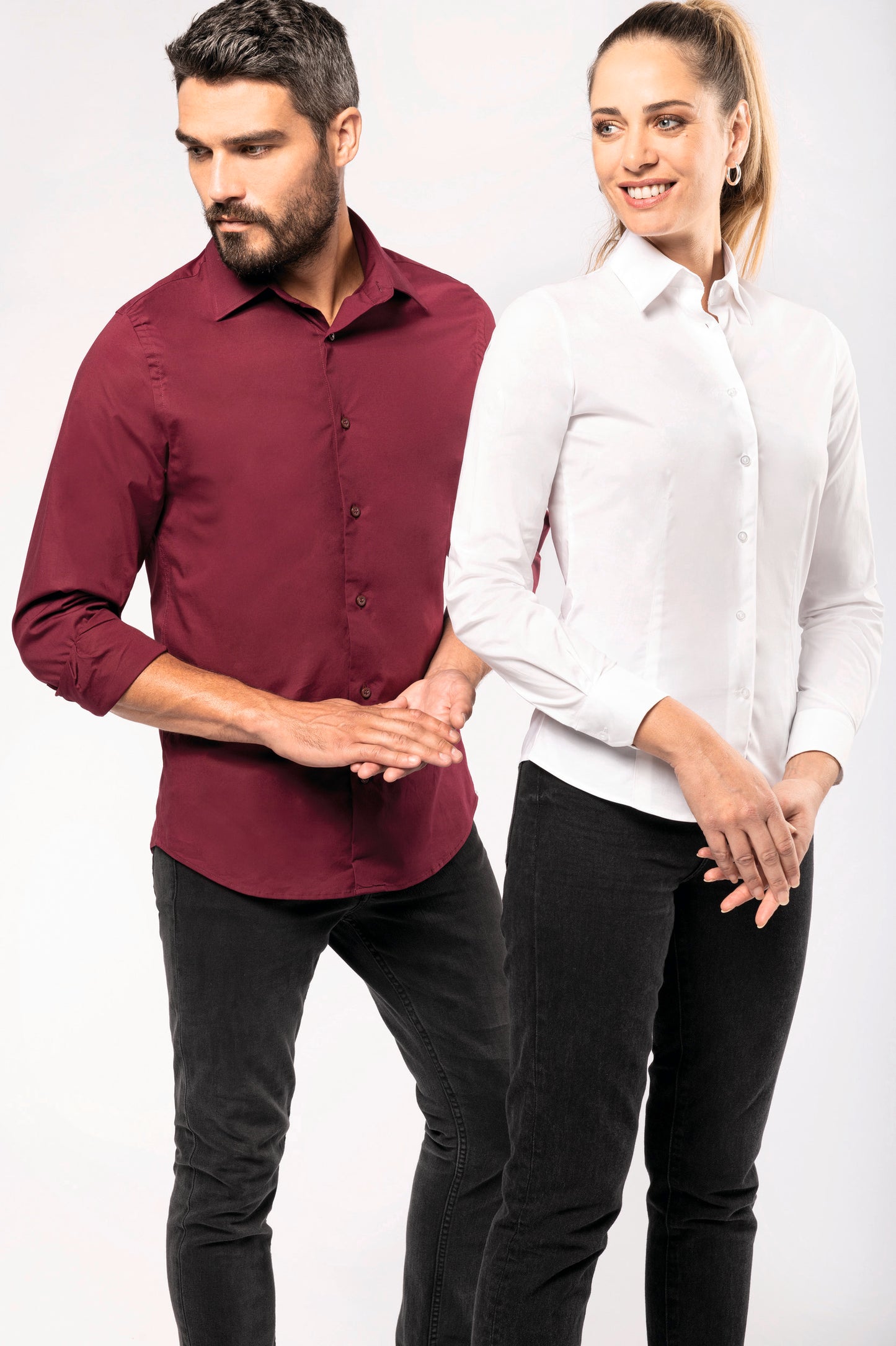Dames stretch blouse lange mouwen