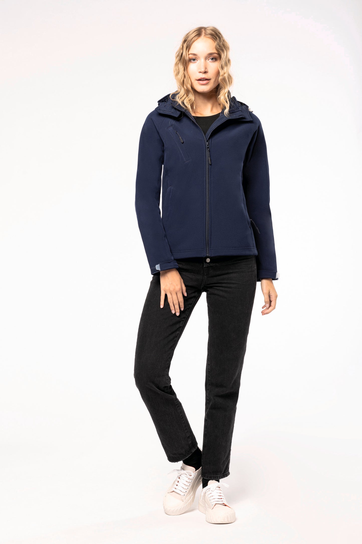 Dames softshell jas met afneembare capuchon