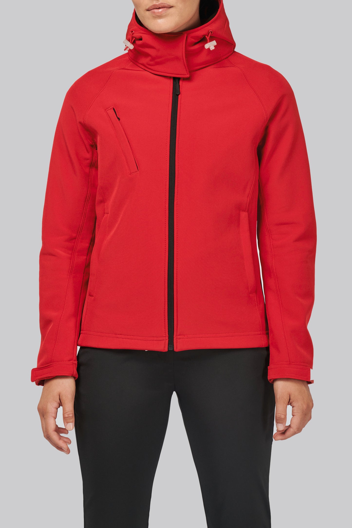 Dames softshell jas met afneembare capuchon