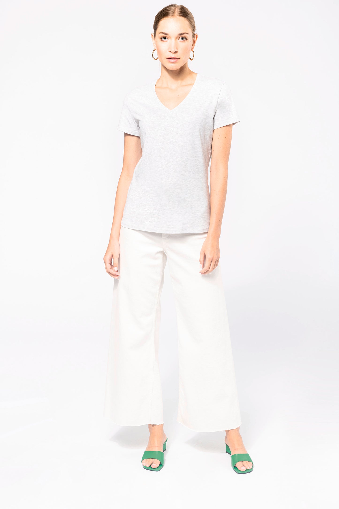Dames T-shirt V-hals Korte Mouwen