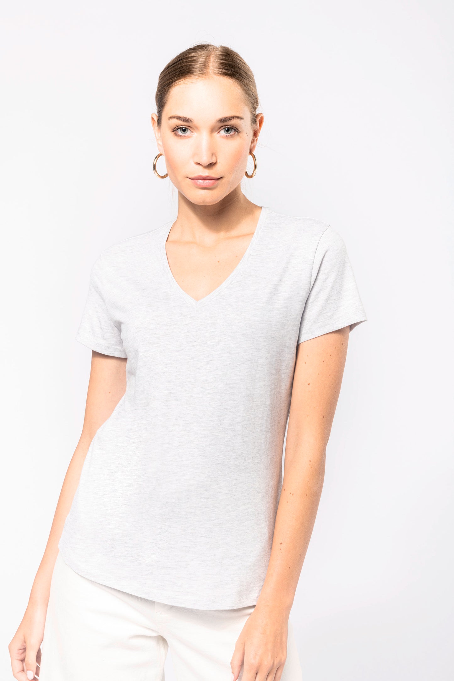 Dames T-shirt V-hals Korte Mouwen
