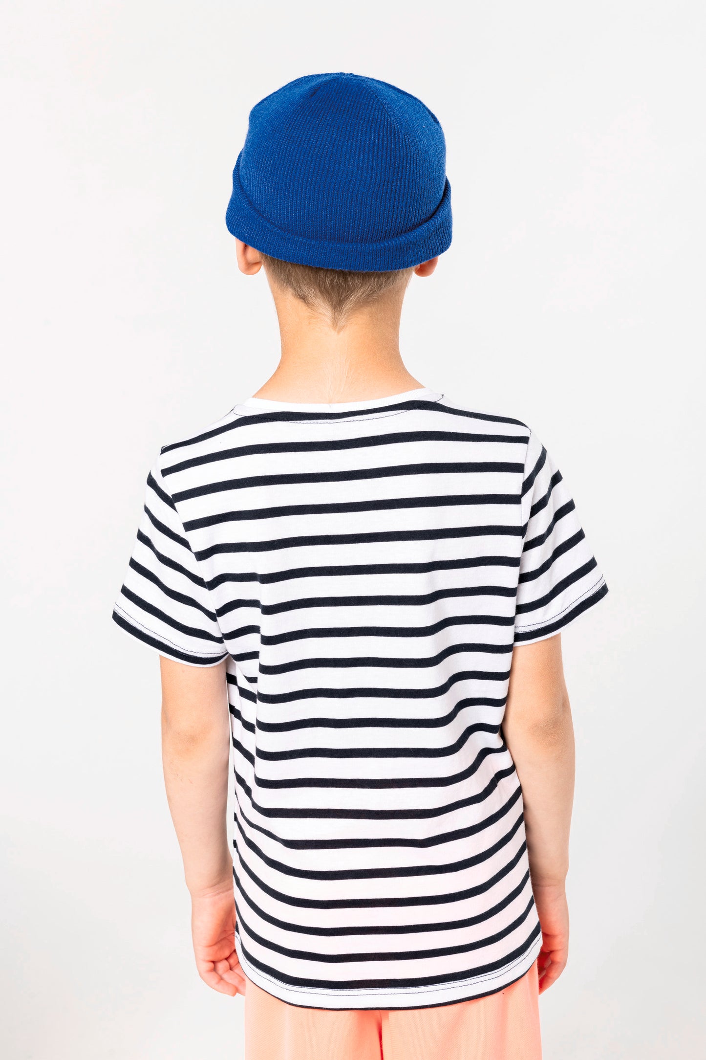 Gestreept T-shirt met zak en korte mouwen kids