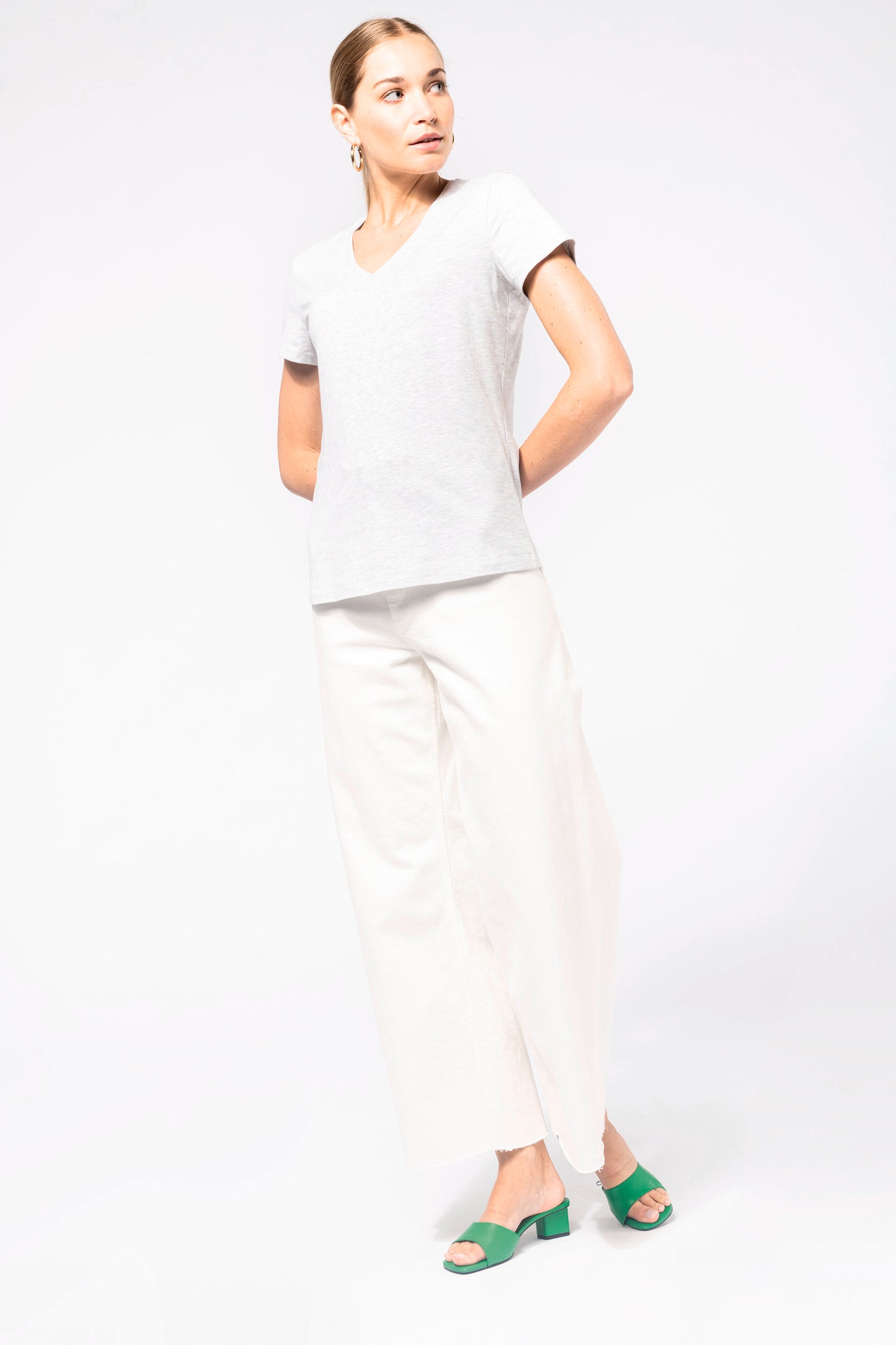 Dames T-shirt V-hals Korte Mouwen