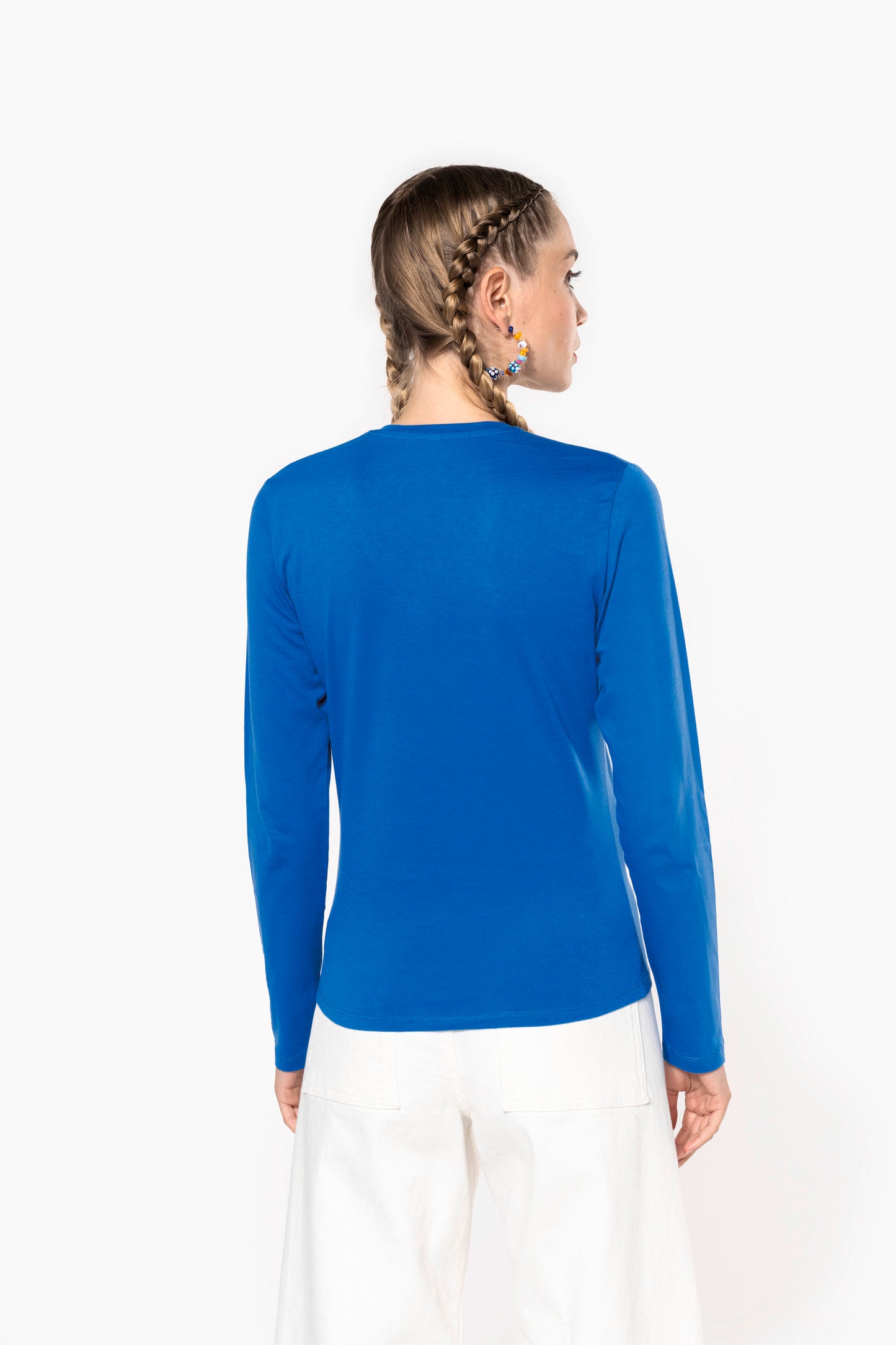Dames t-shirt V-hals lange mouwen