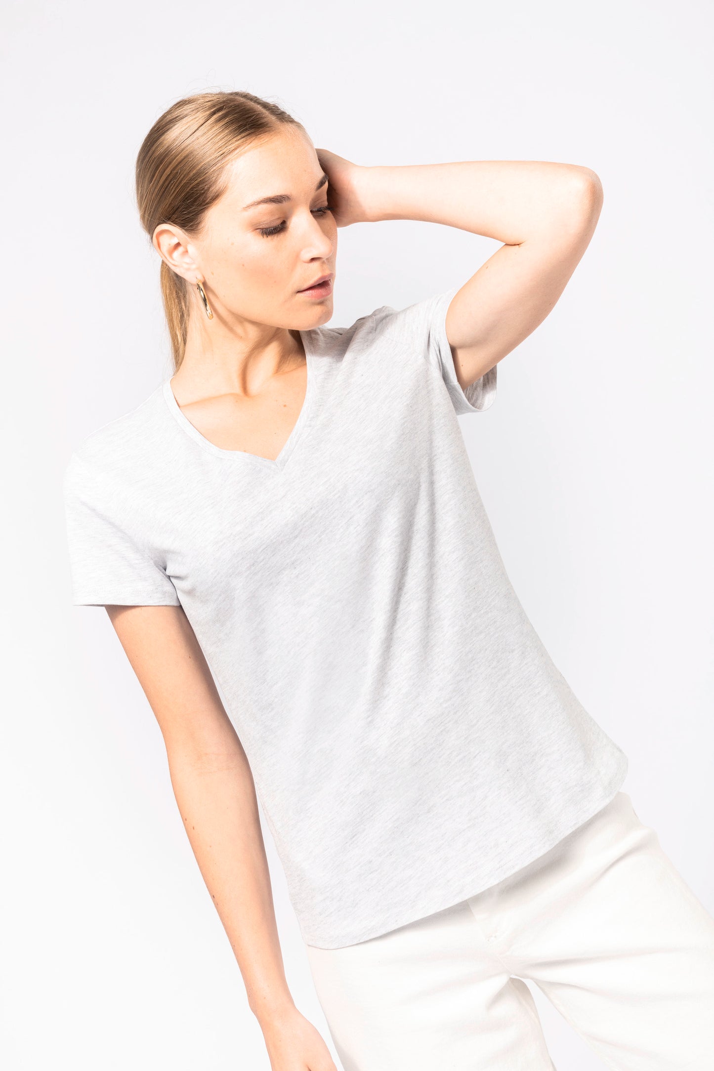 Dames T-shirt V-hals Korte Mouwen