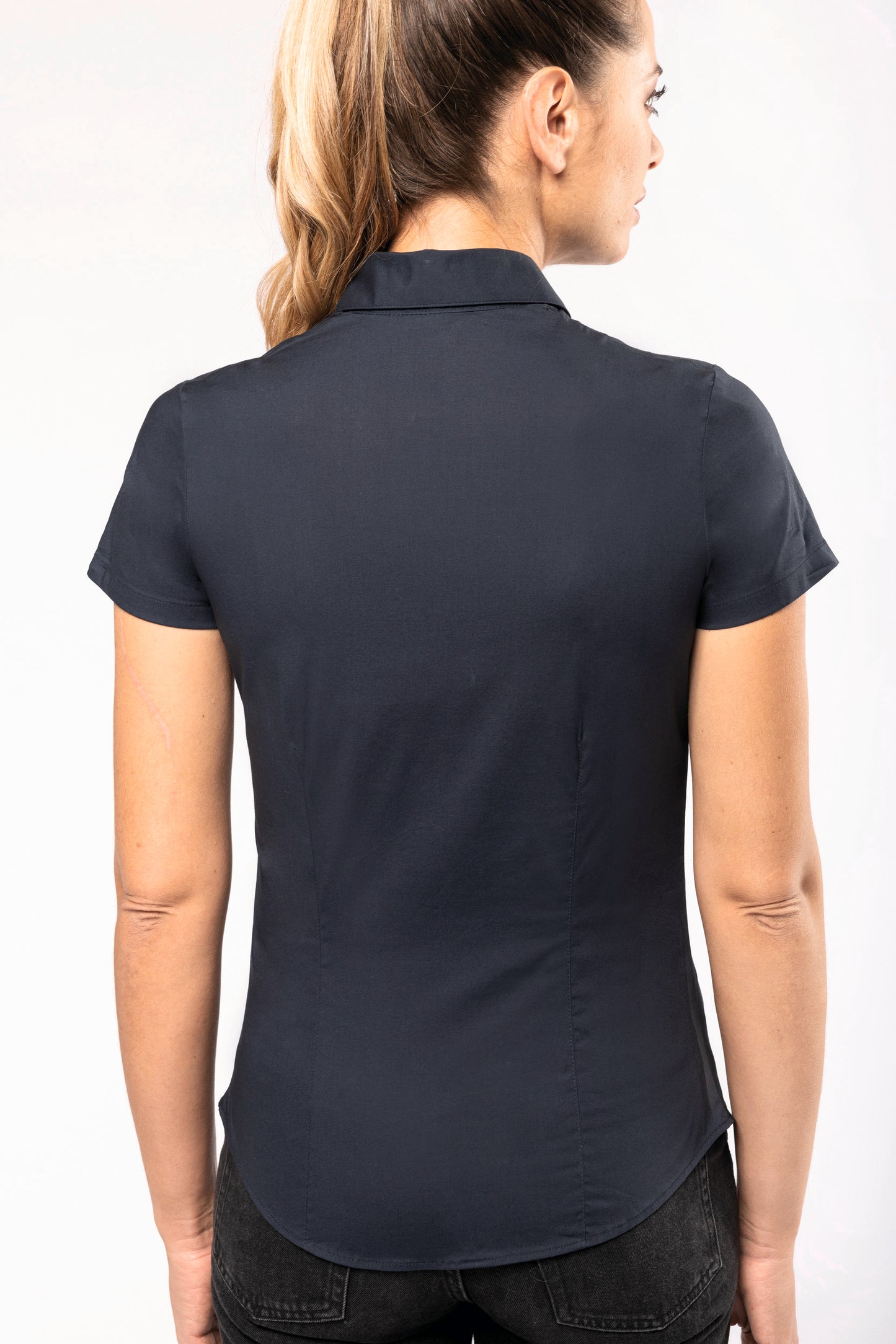 Dames stretch blouse korte mouwen