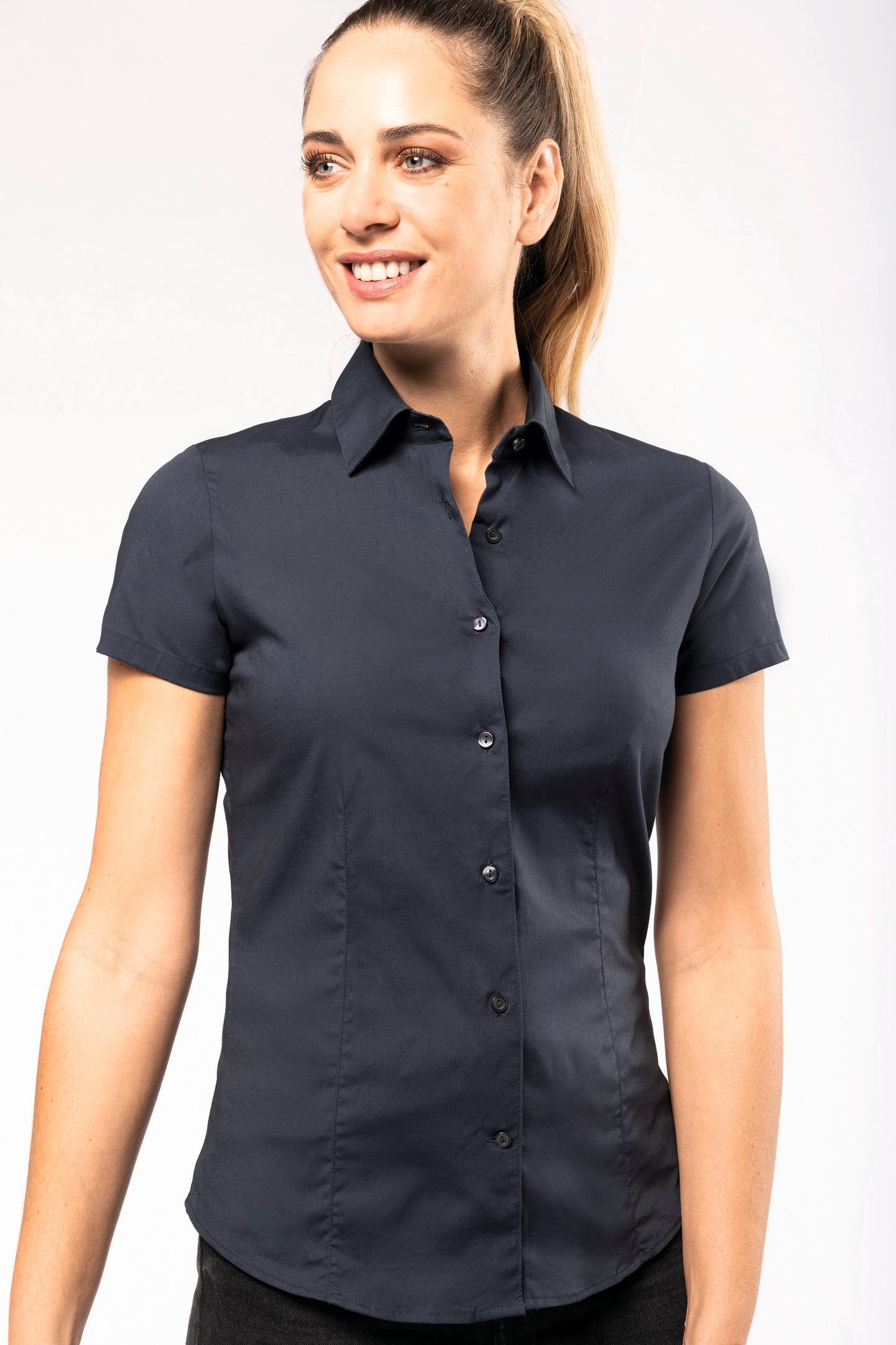 Dames stretch blouse korte mouwen