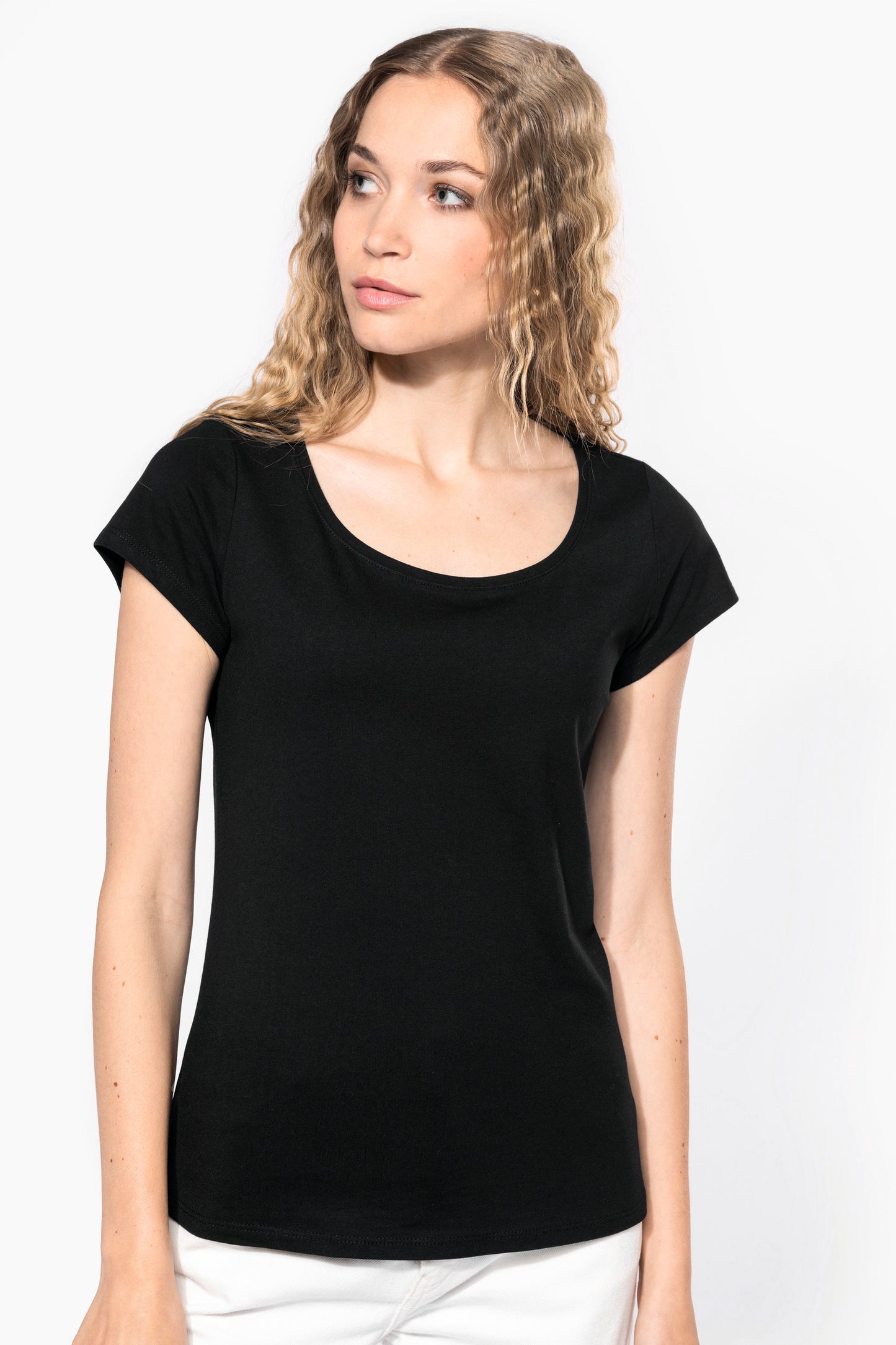 Dames-t-shirt korte mouwen met boothals