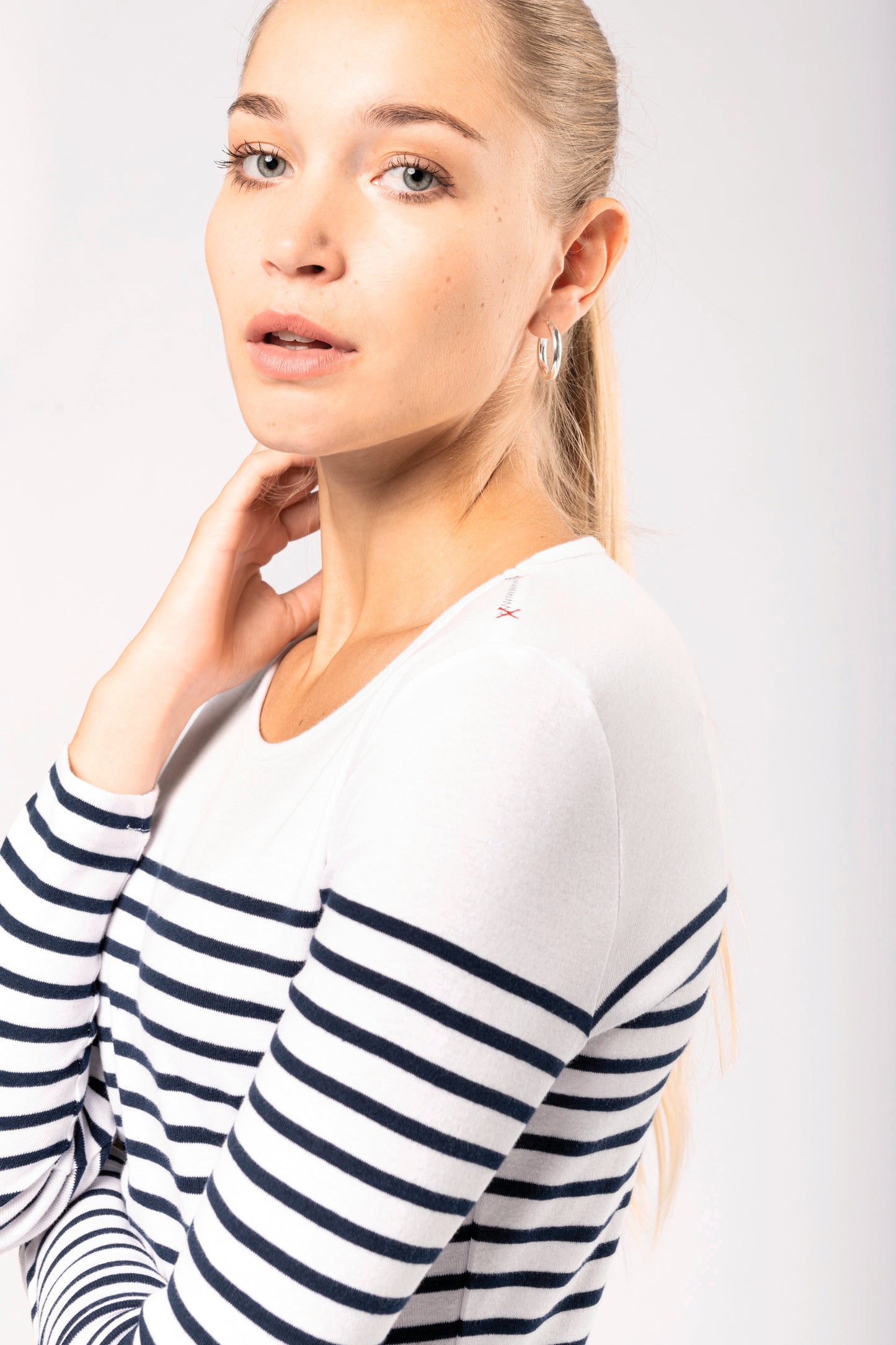 Gestreept dames-t-shirt lange mouwen