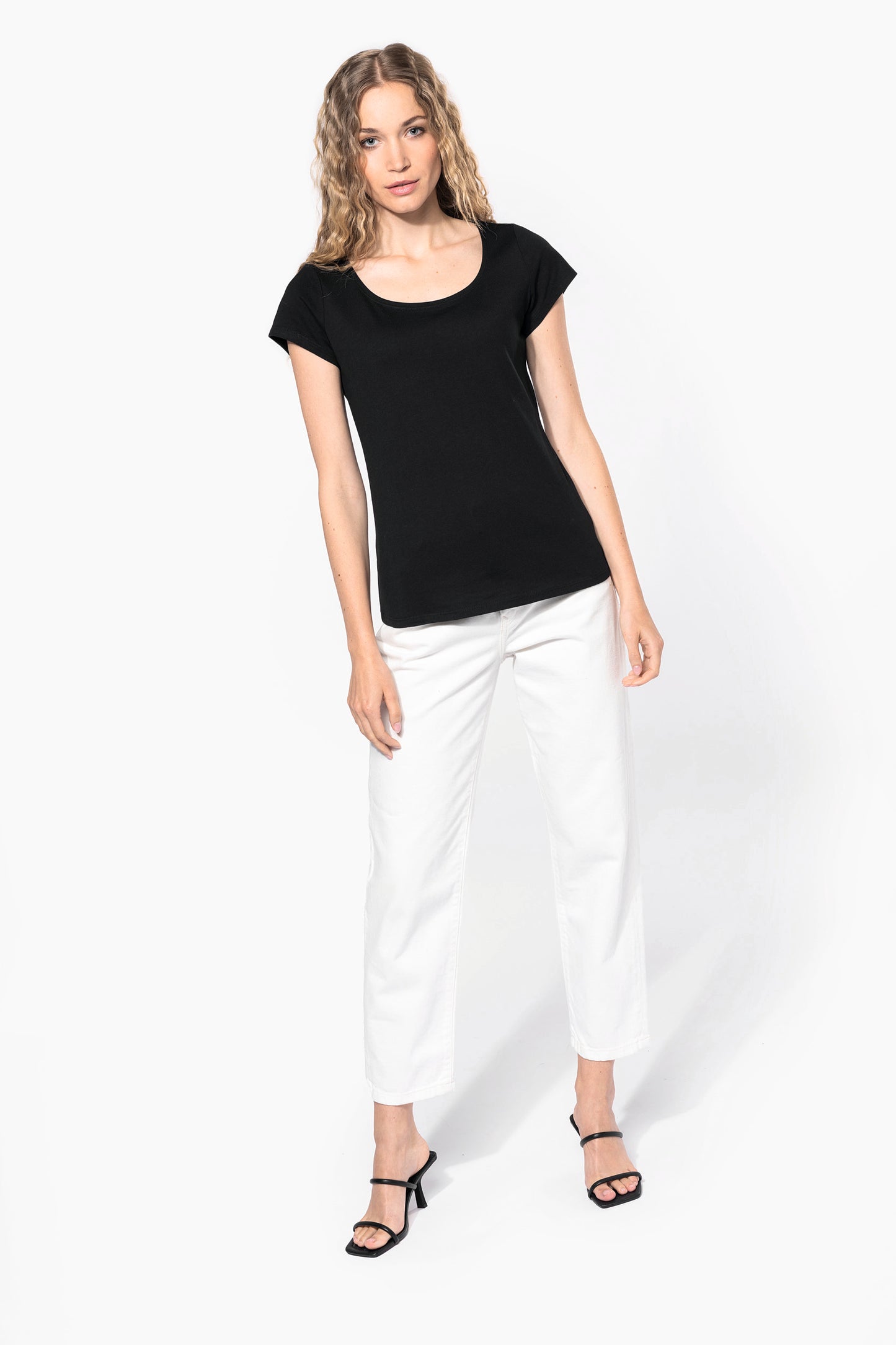 Dames-t-shirt korte mouwen met boothals