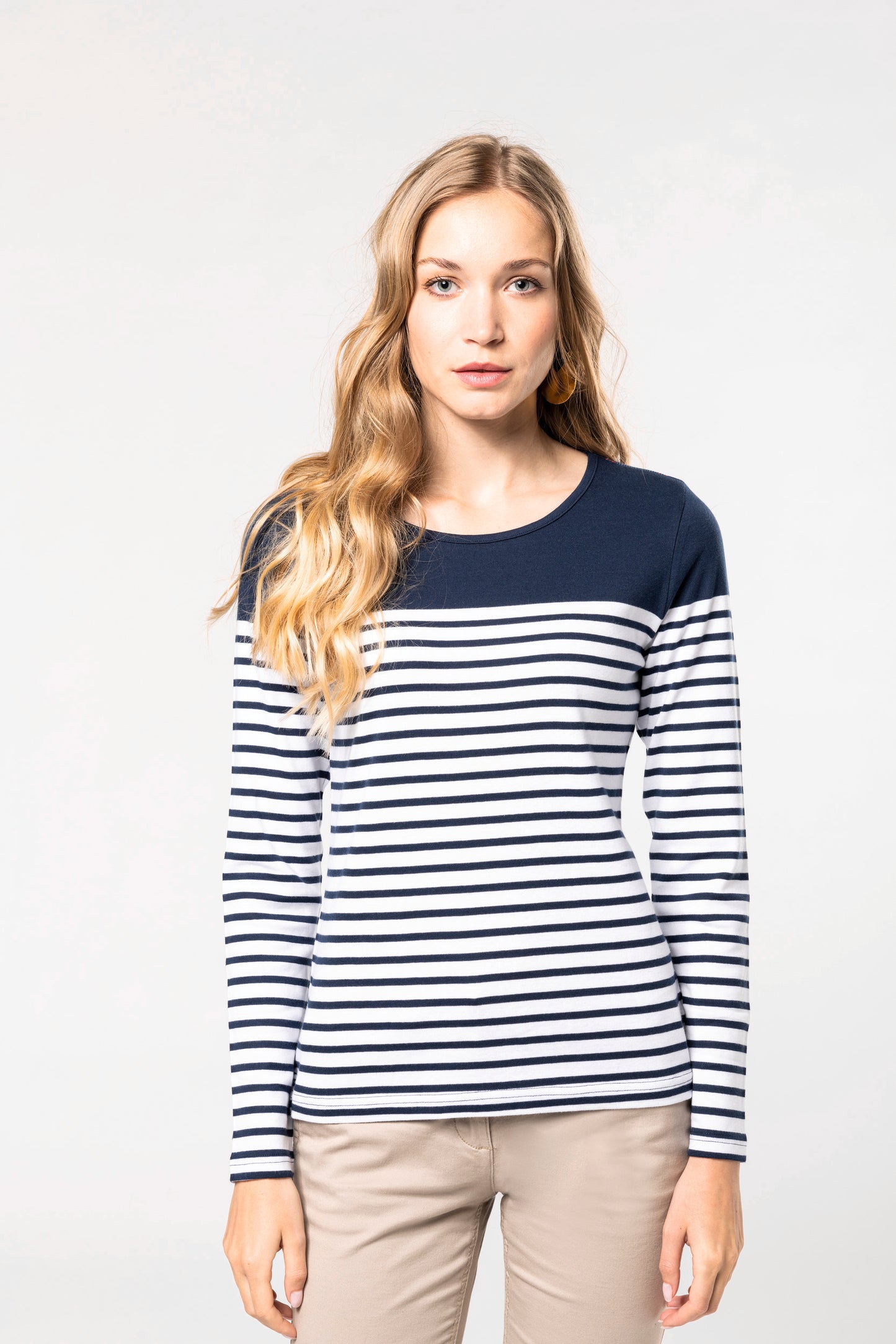 Gestreept dames-t-shirt lange mouwen