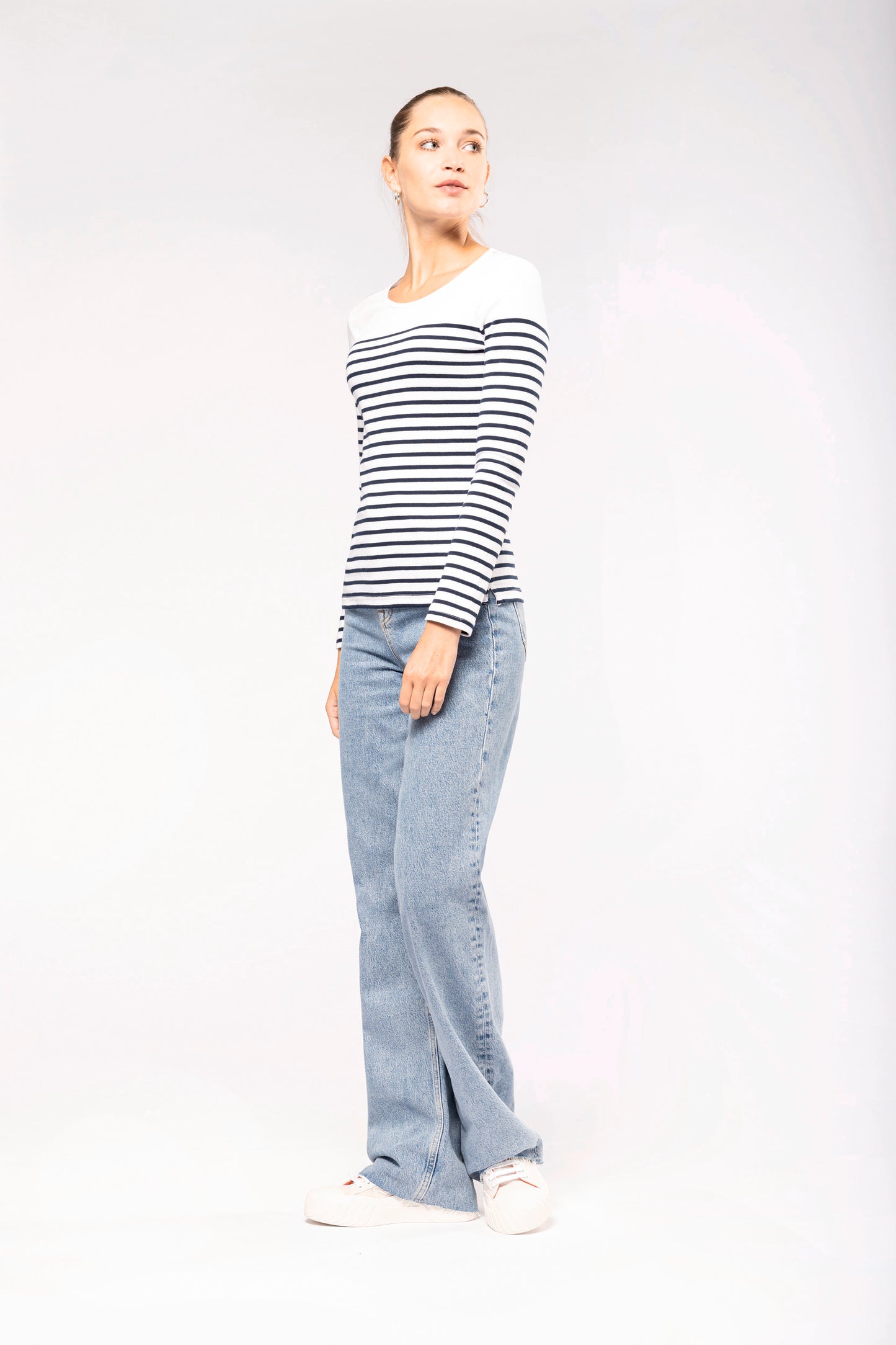 Gestreept dames-t-shirt lange mouwen