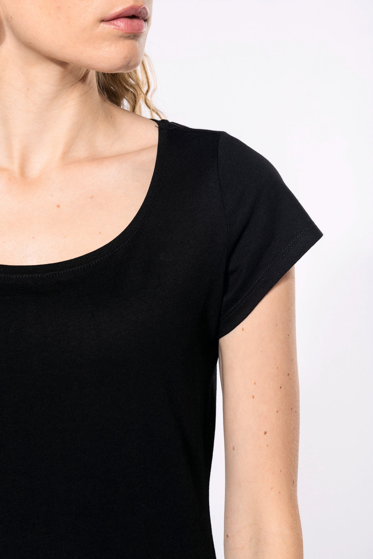 Dames-t-shirt korte mouwen met boothals