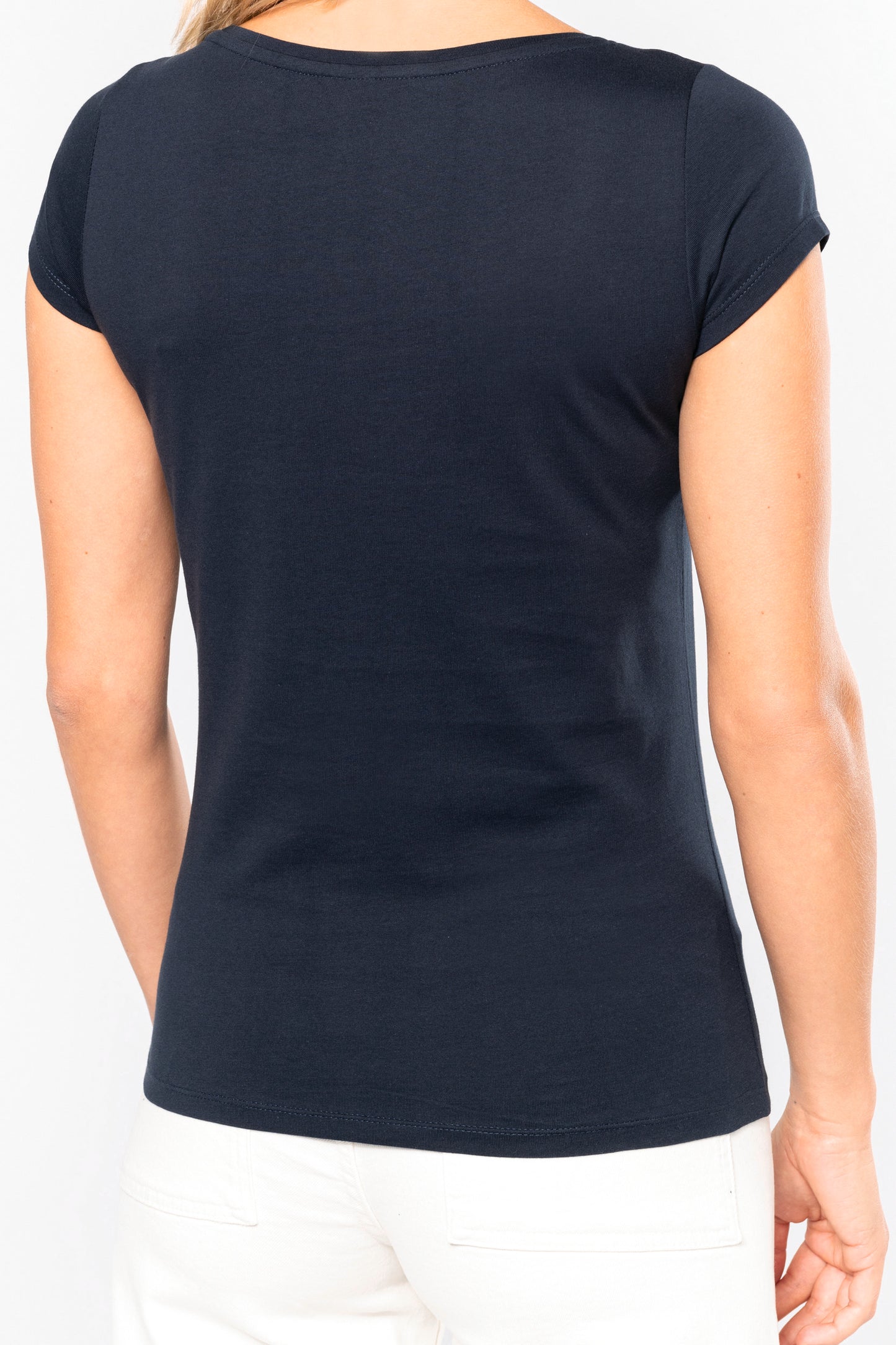 Dames-t-shirt korte mouwen met boothals