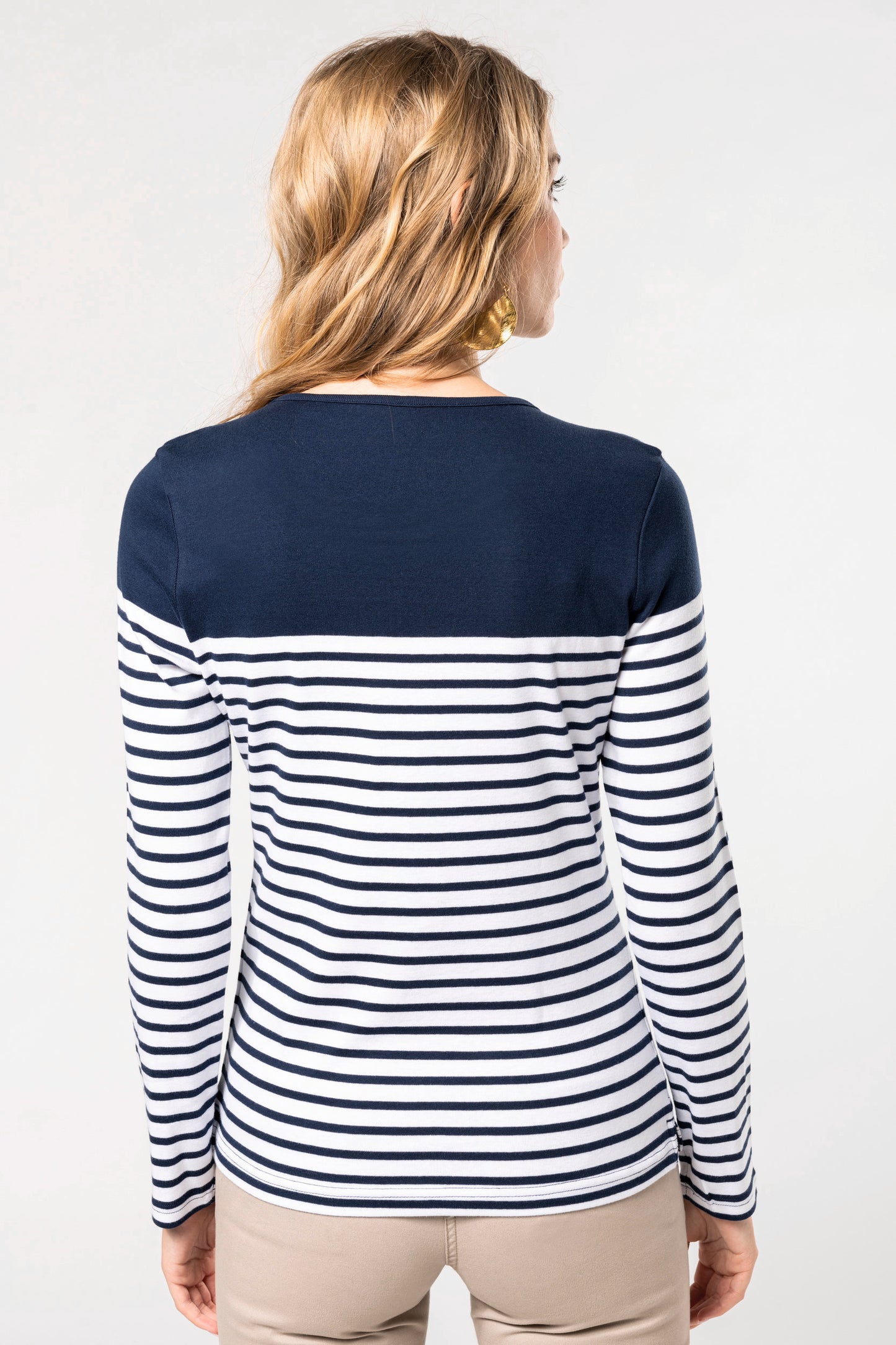 Gestreept dames-t-shirt lange mouwen