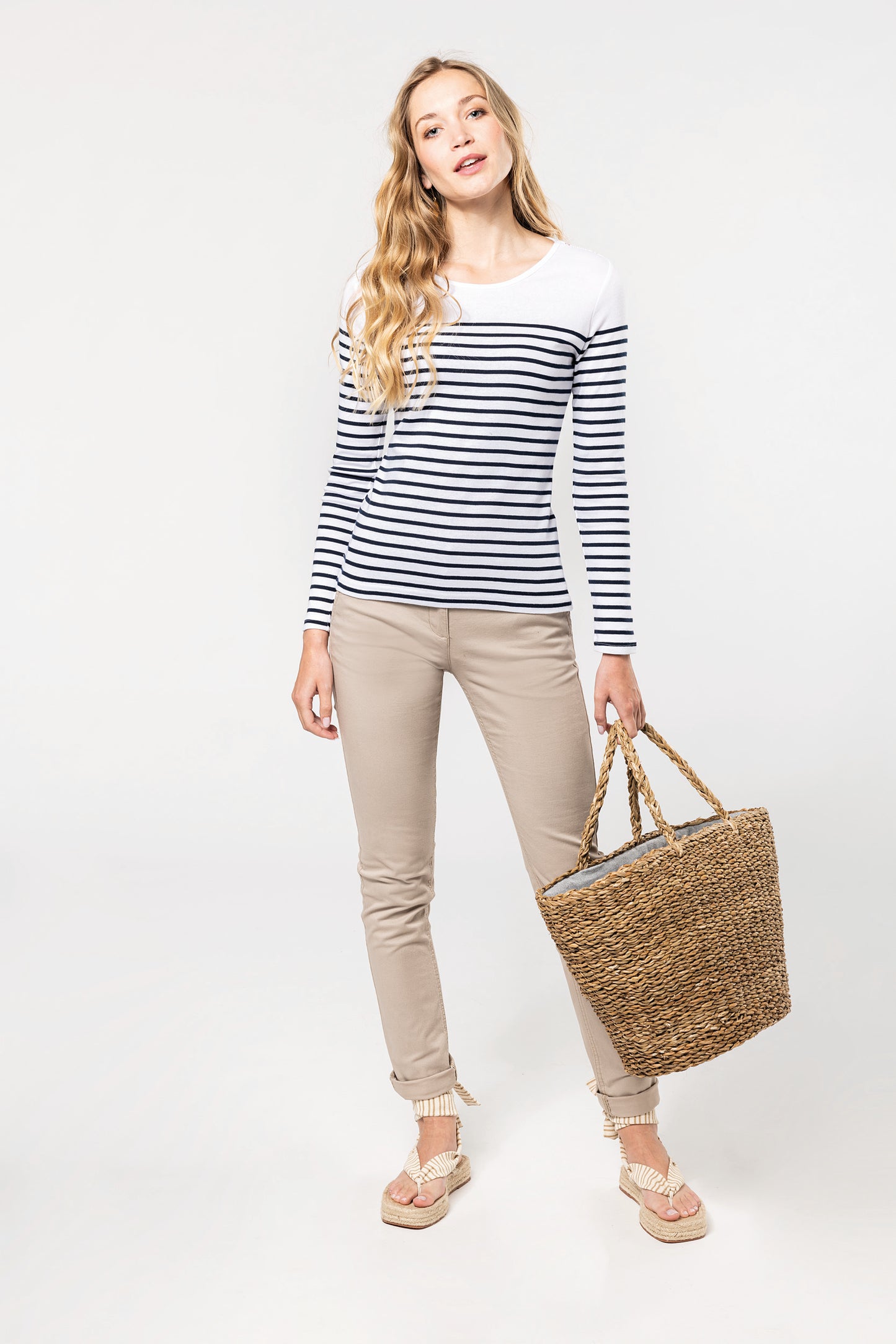 Gestreept dames-t-shirt lange mouwen