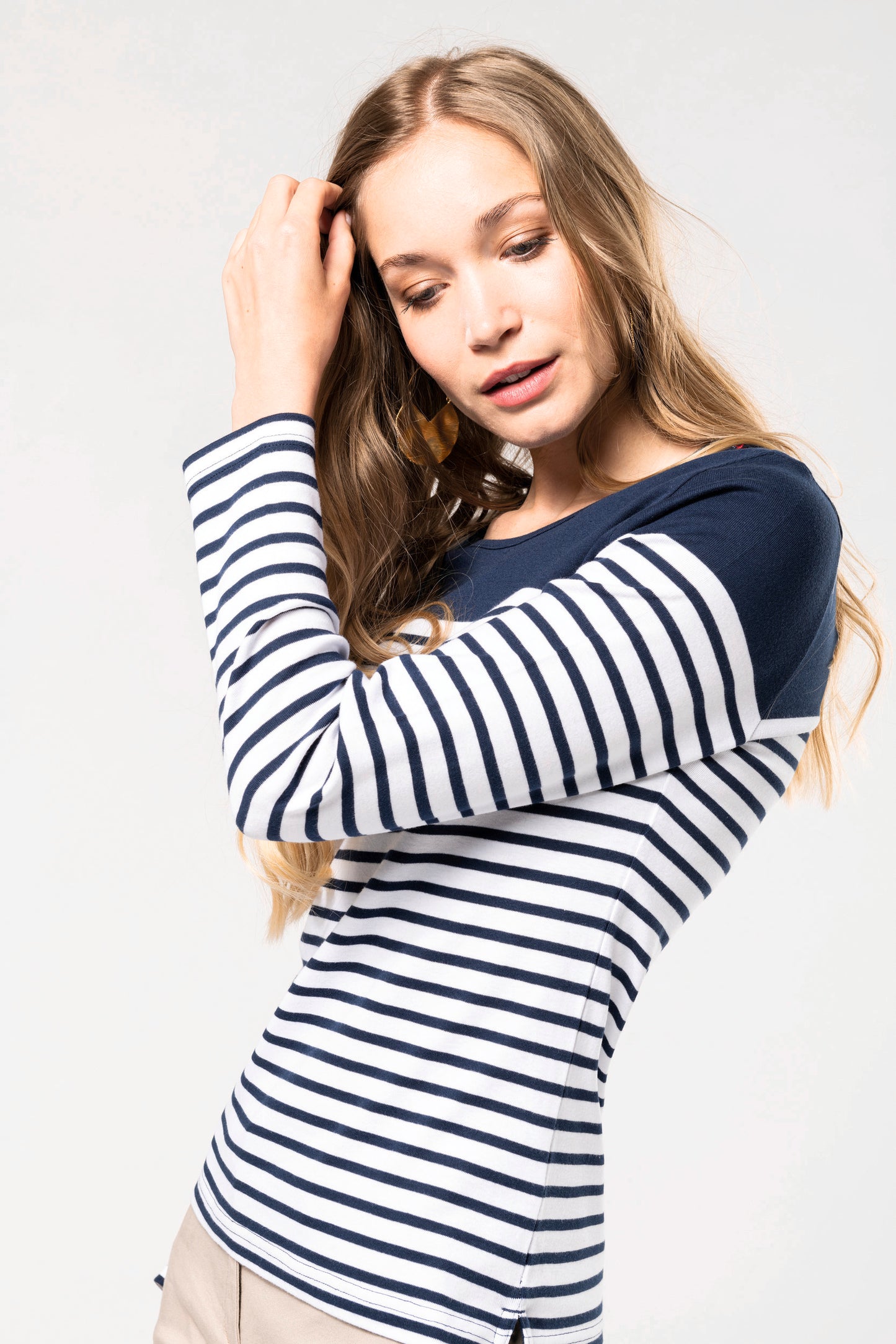 Gestreept dames-t-shirt lange mouwen