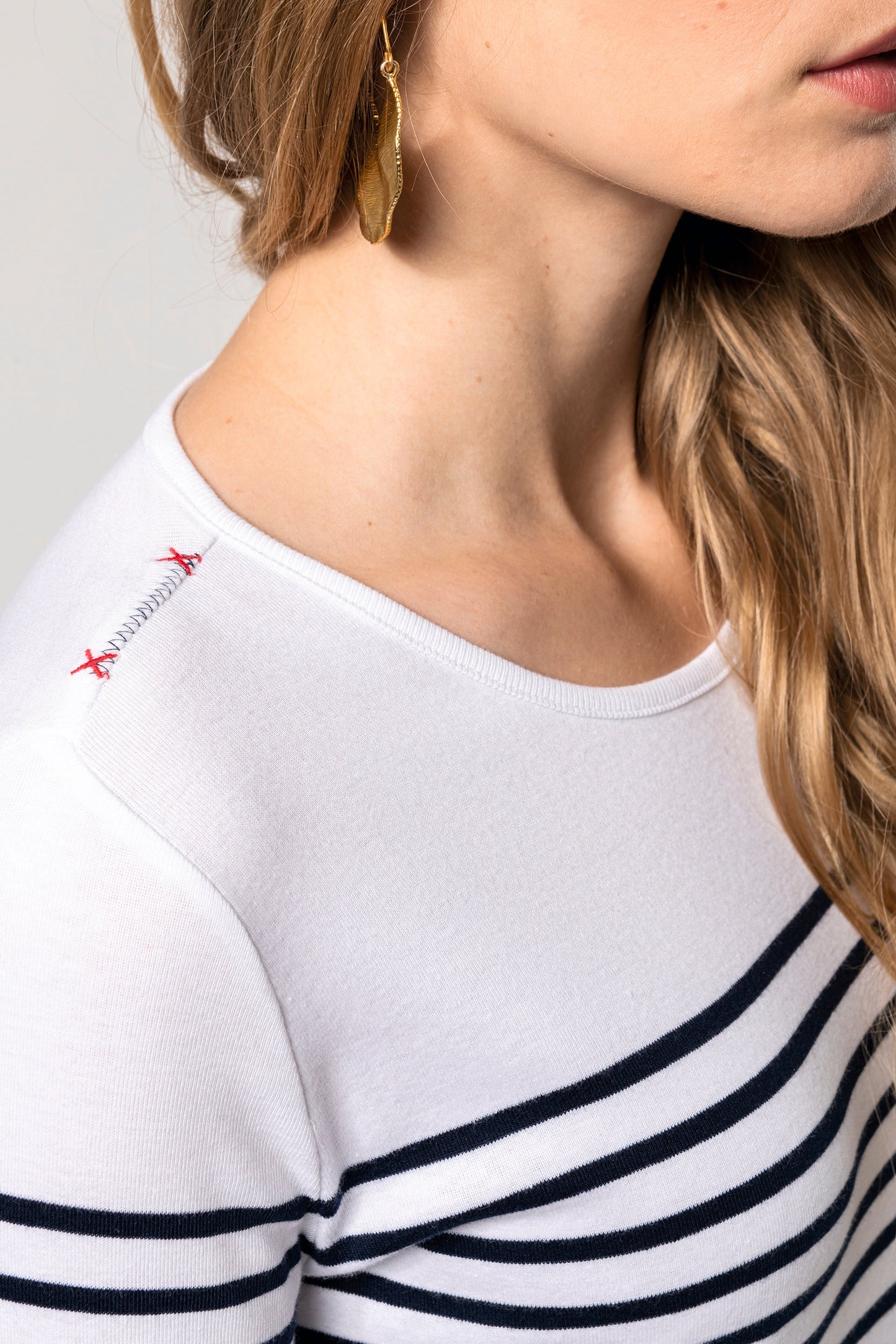 Gestreept dames-t-shirt lange mouwen
