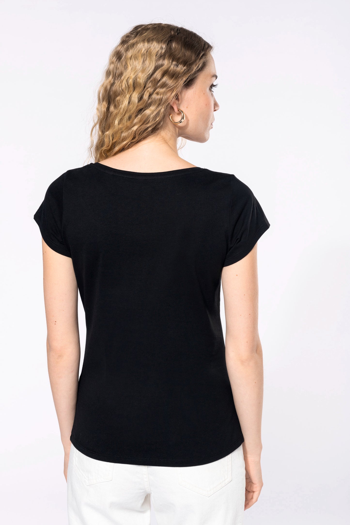 Dames-t-shirt korte mouwen met boothals