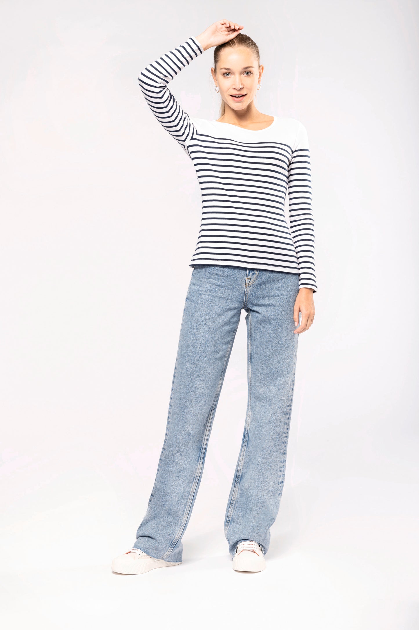 Gestreept dames-t-shirt lange mouwen