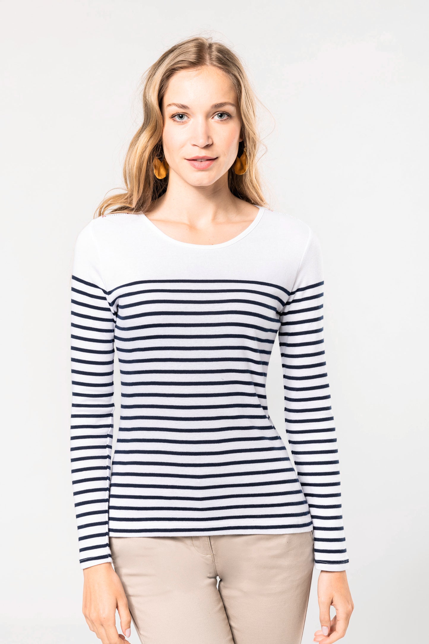 Gestreept dames-t-shirt lange mouwen