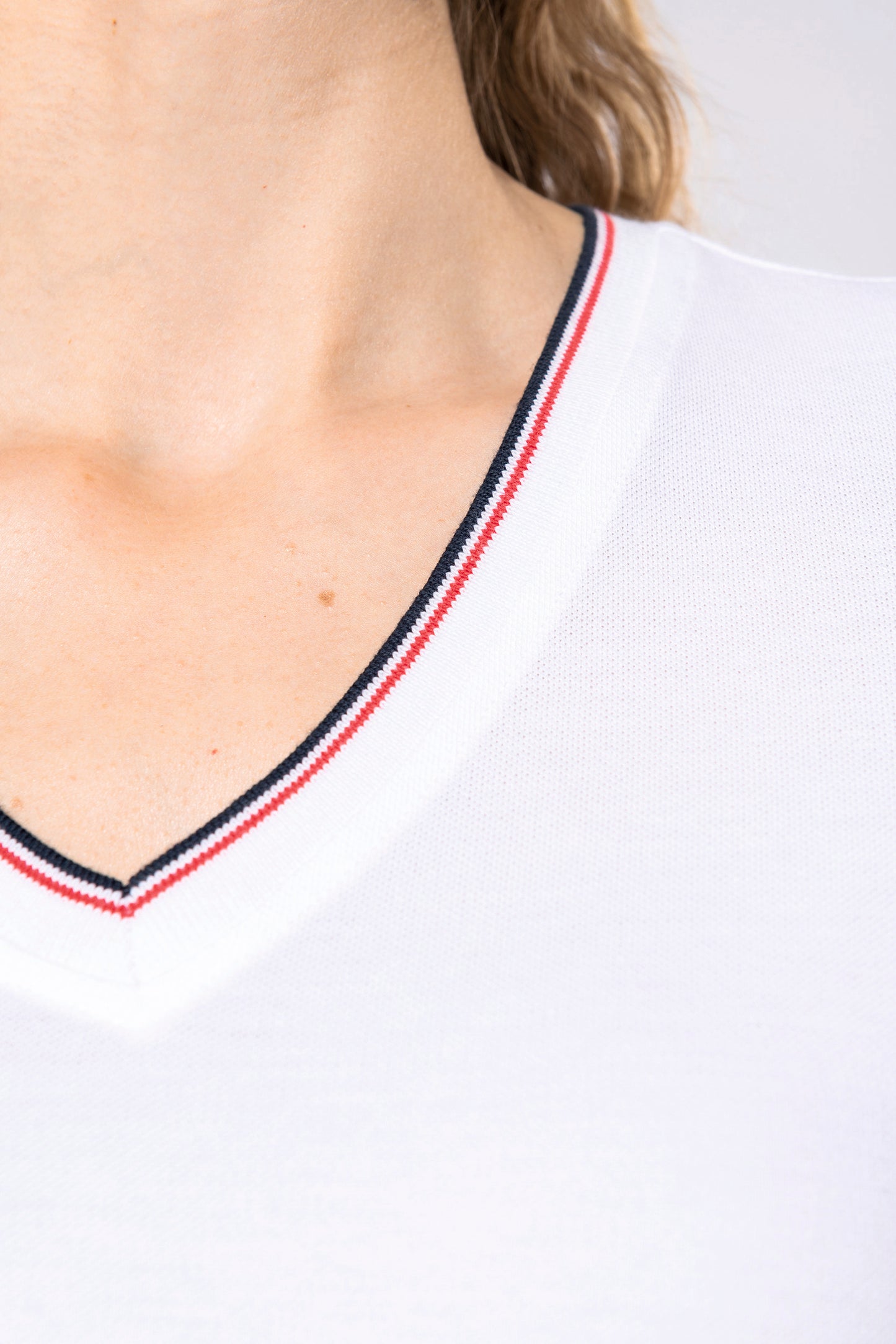 Dames-t-shirt piqué V-hals