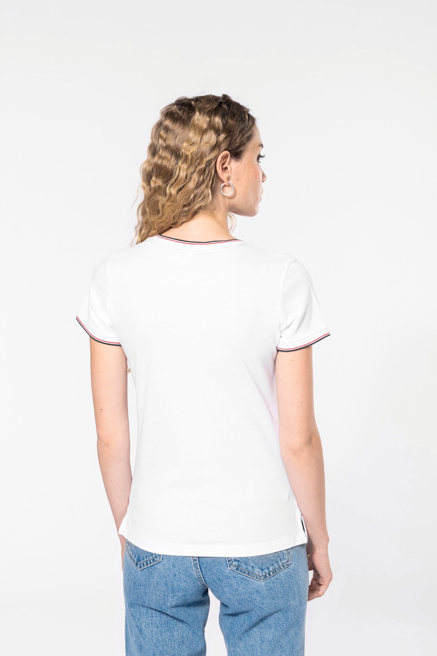 Dames-t-shirt piqué V-hals