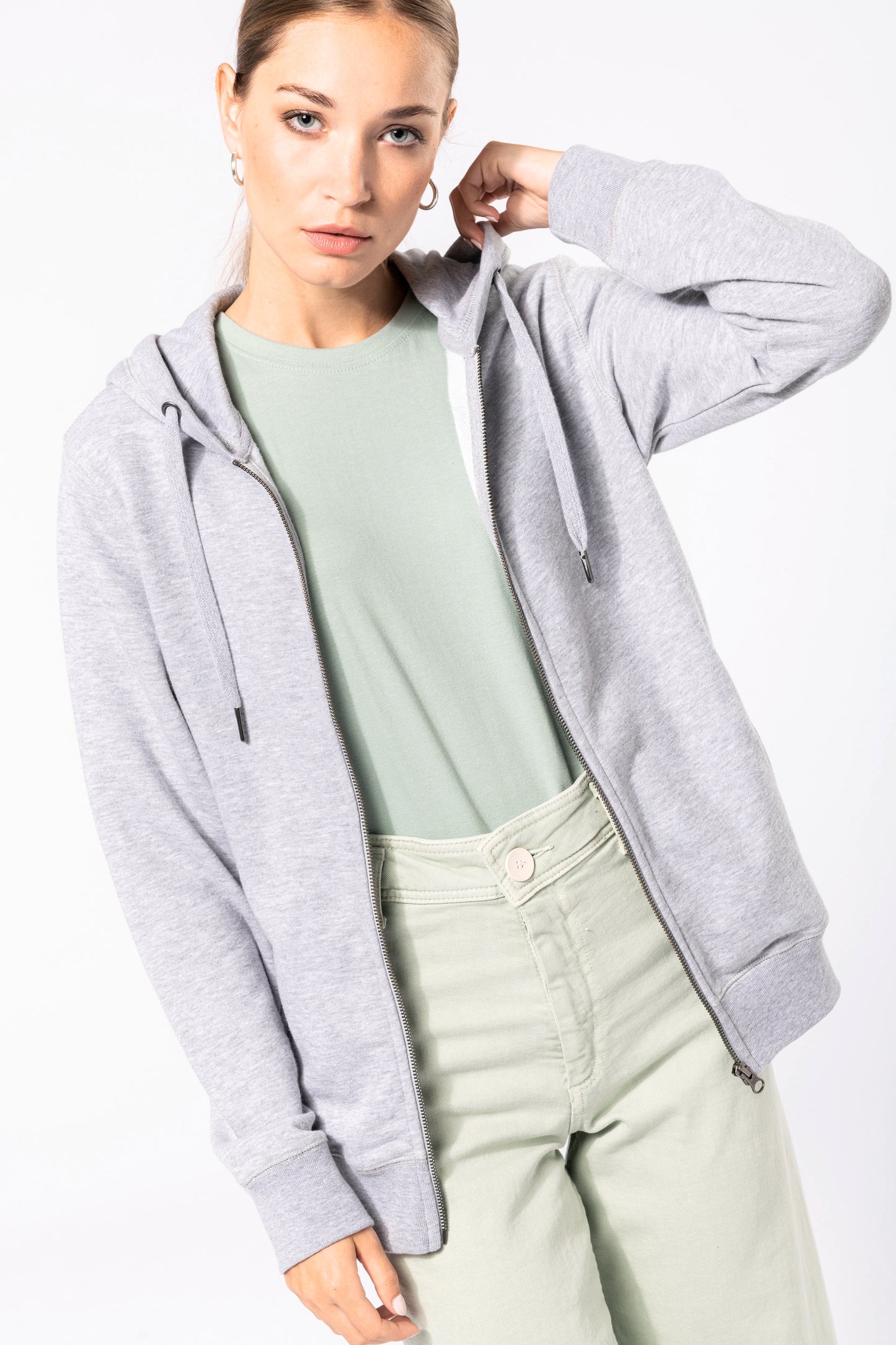 Ecologische uniseks sweater met capuchon en rits