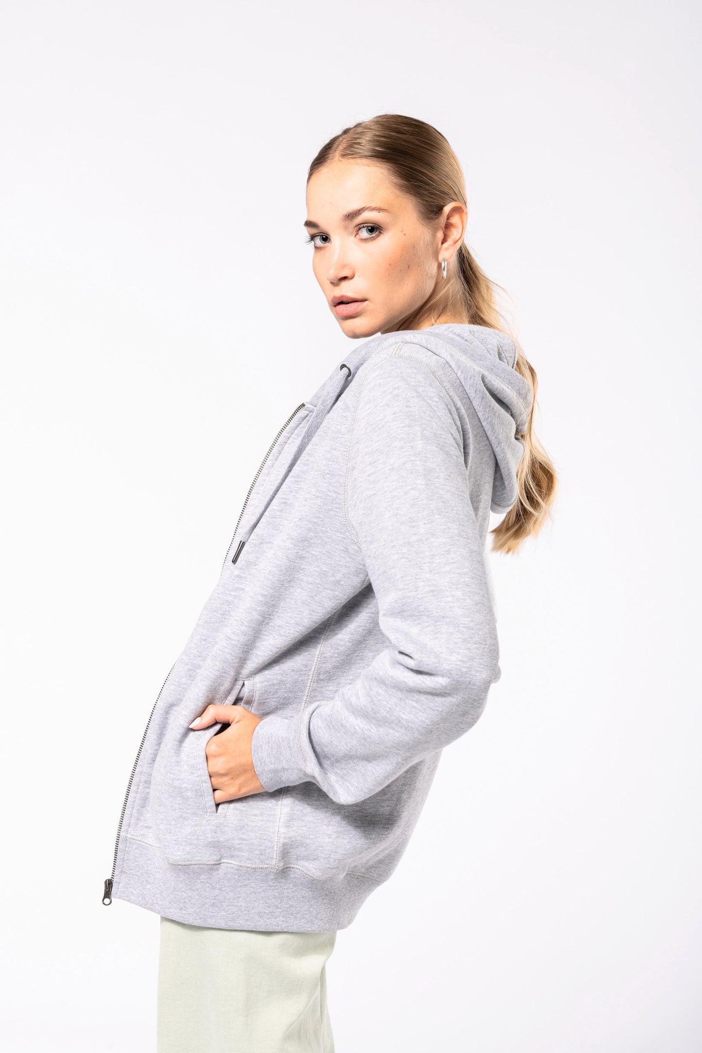 Ecologische uniseks sweater met capuchon en rits