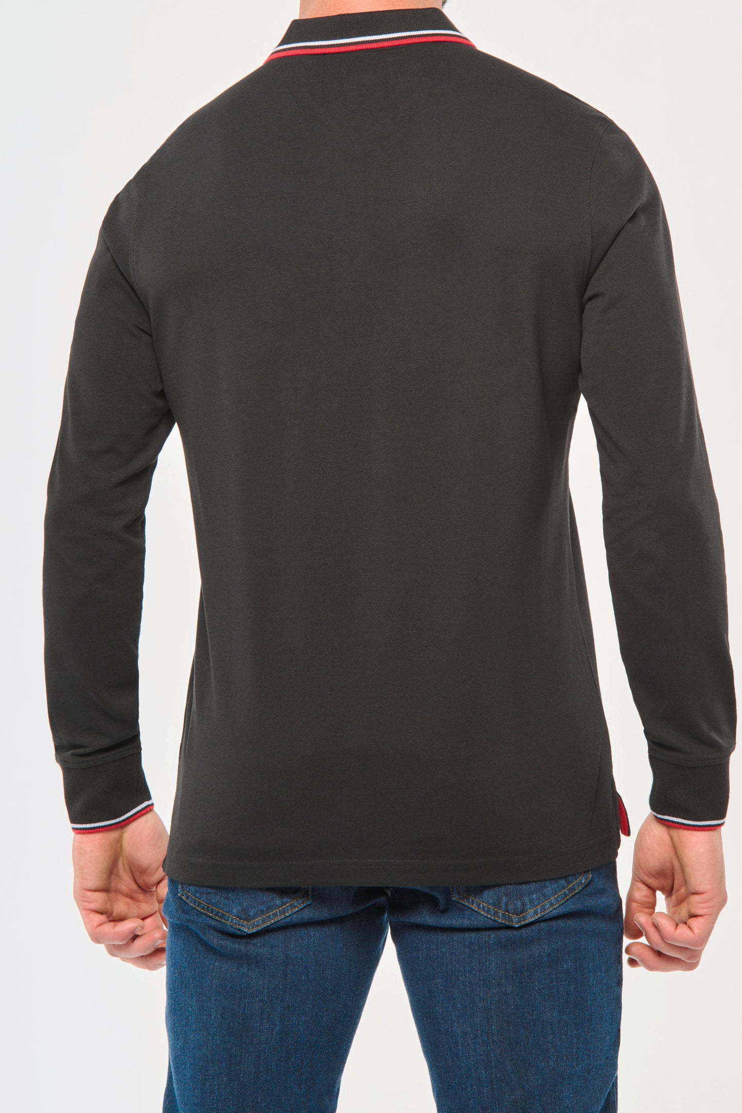 Heren polo van piqué tricot met lange mouwen