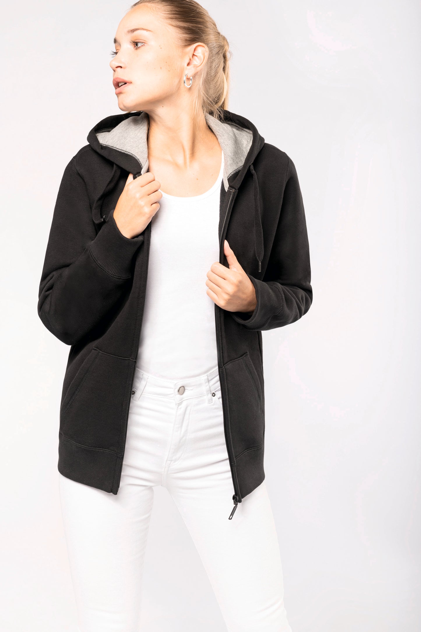 Hooded sweater met rits
