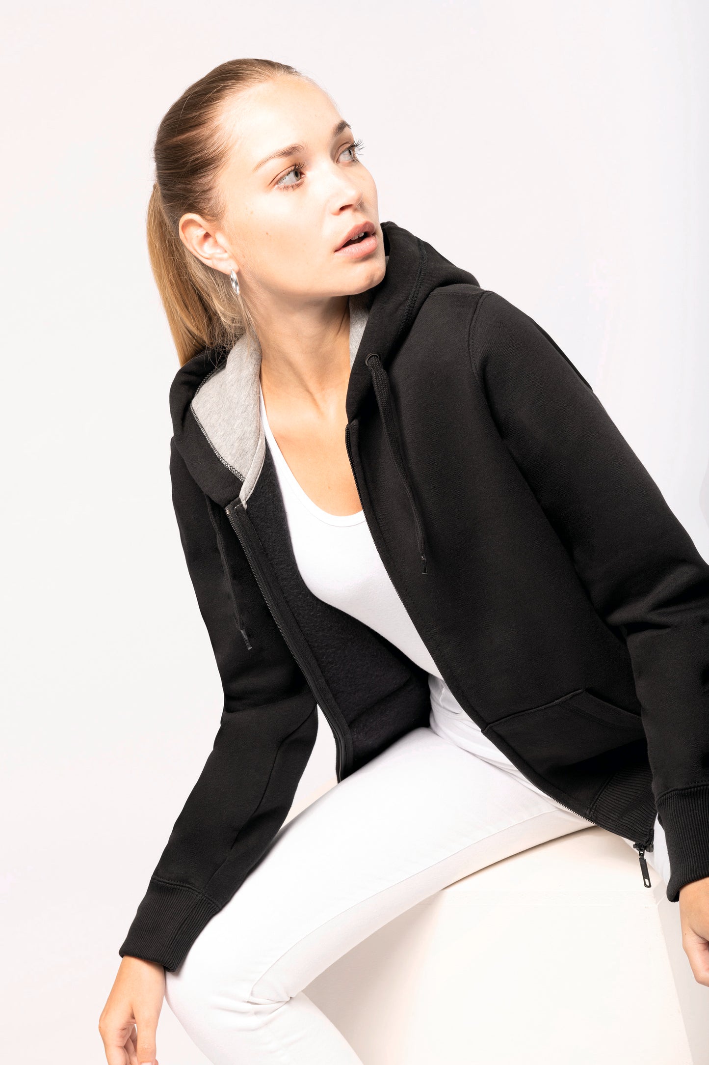 Hooded sweater met rits