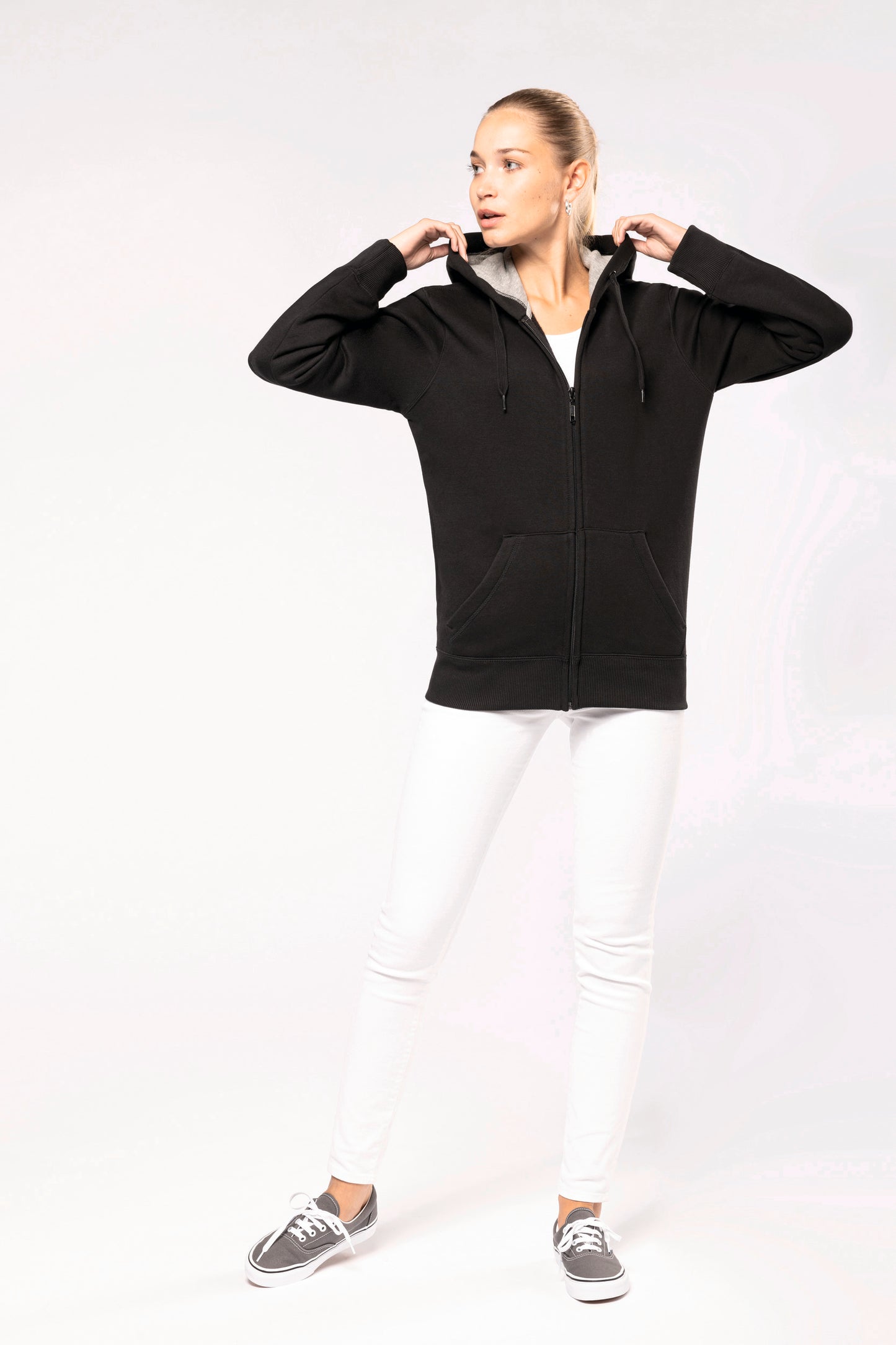 Hooded sweater met rits