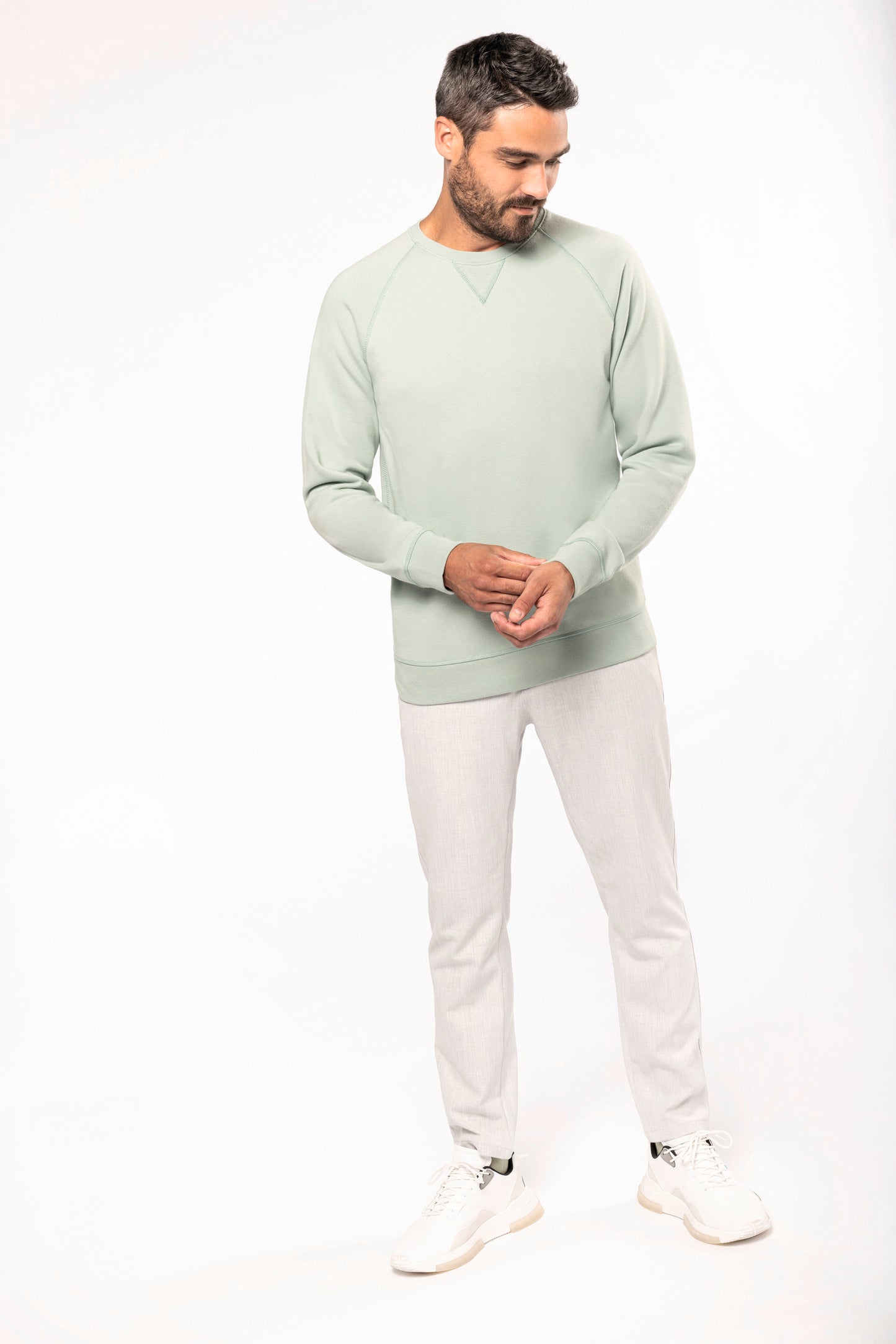 Herensweater BIO ronde hals raglanmouwen