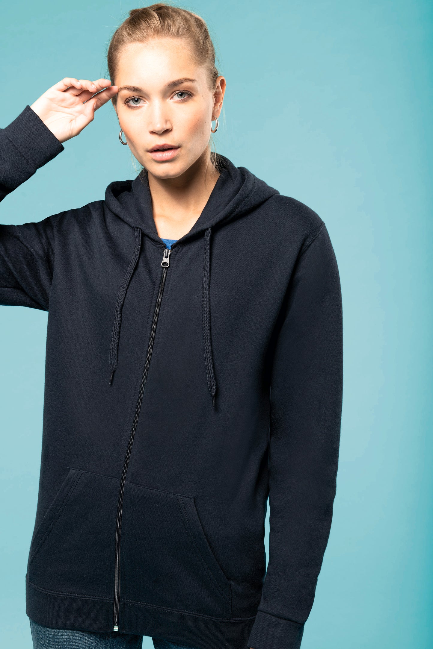 Sweater met rits en capuchon