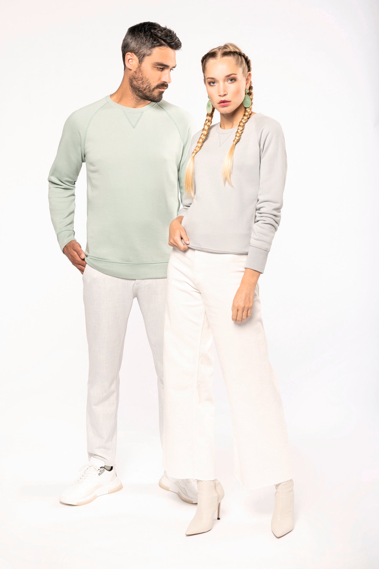 Herensweater BIO ronde hals raglanmouwen