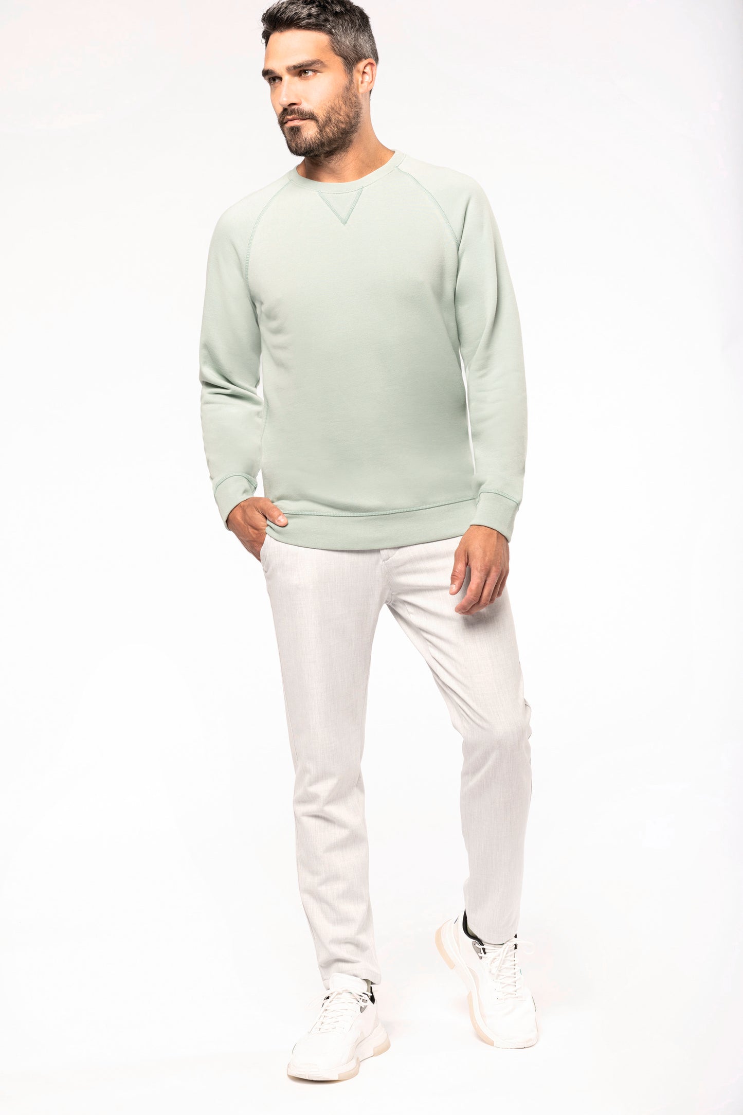 Herensweater BIO ronde hals raglanmouwen